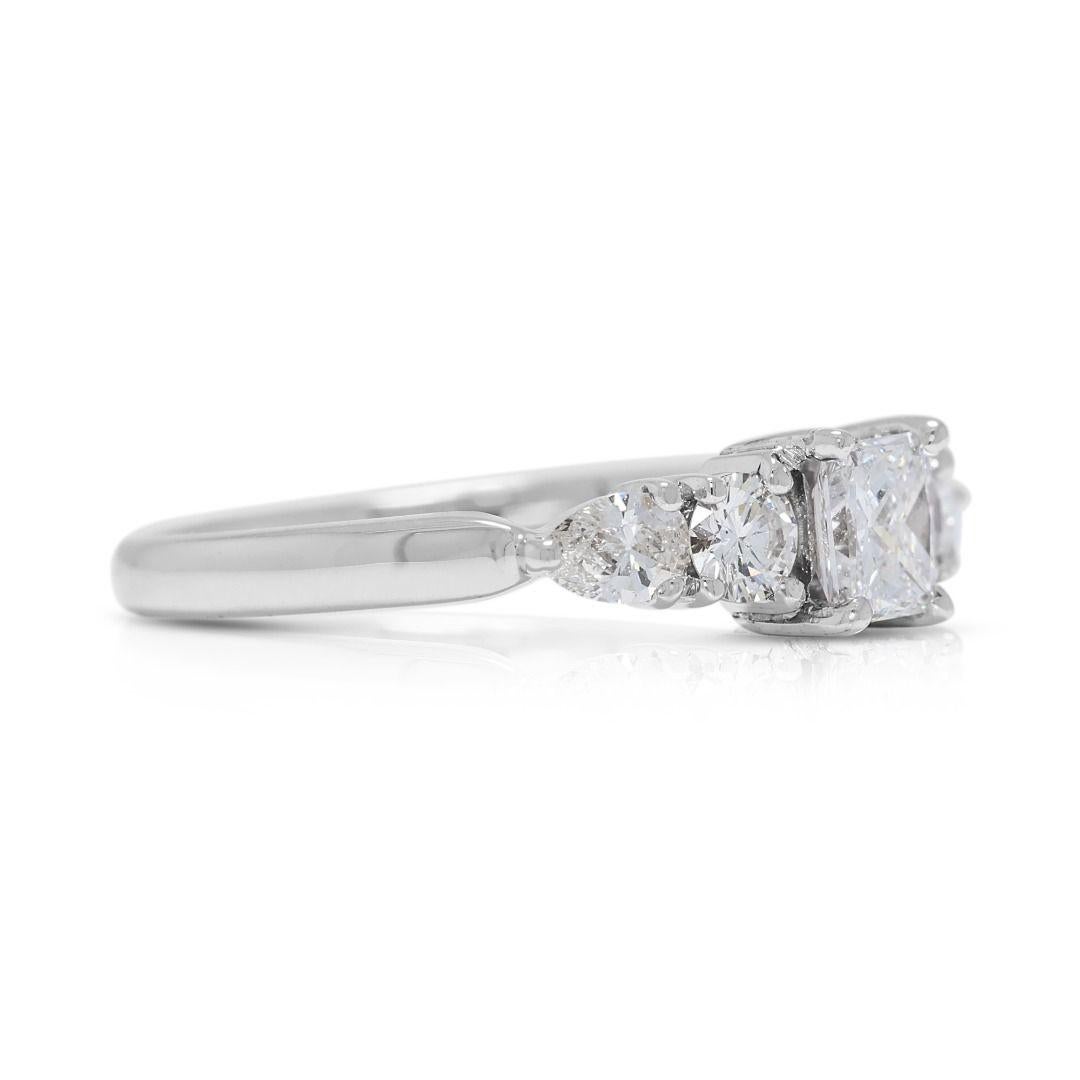 Princess Cut Stunning 0.45ct Natural Diamonds Ring in 18K White Gold For Sale