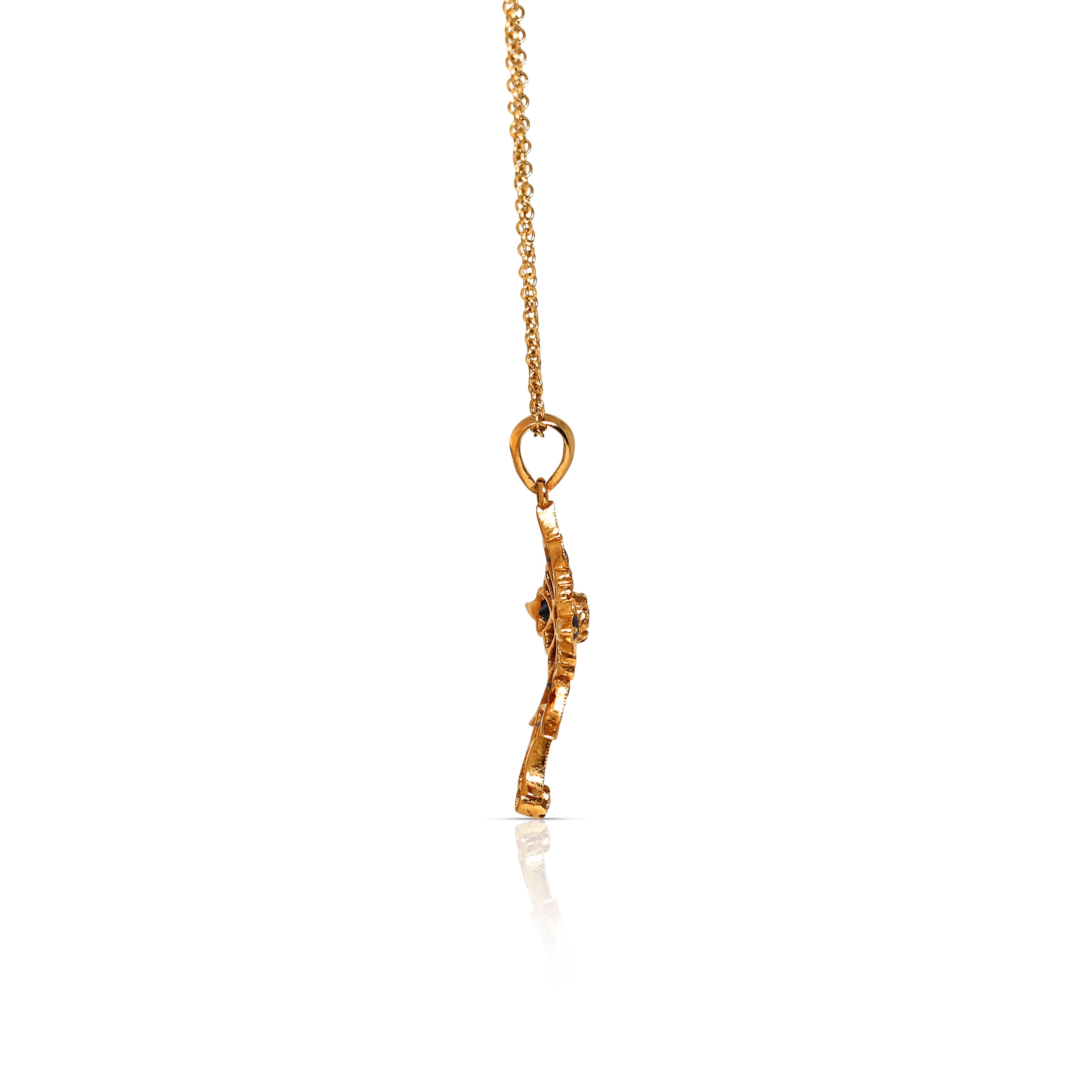 Women's Stunning 0.46ct Diamonds and Sapphires Necklace in 18K Yellow Gold For Sale