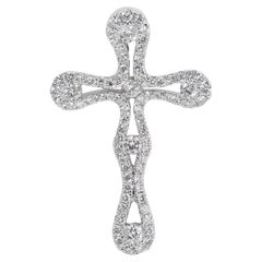 Stunning 0.48 carat Diamond Cross Pendant in 18K White Gold - Pendant Only