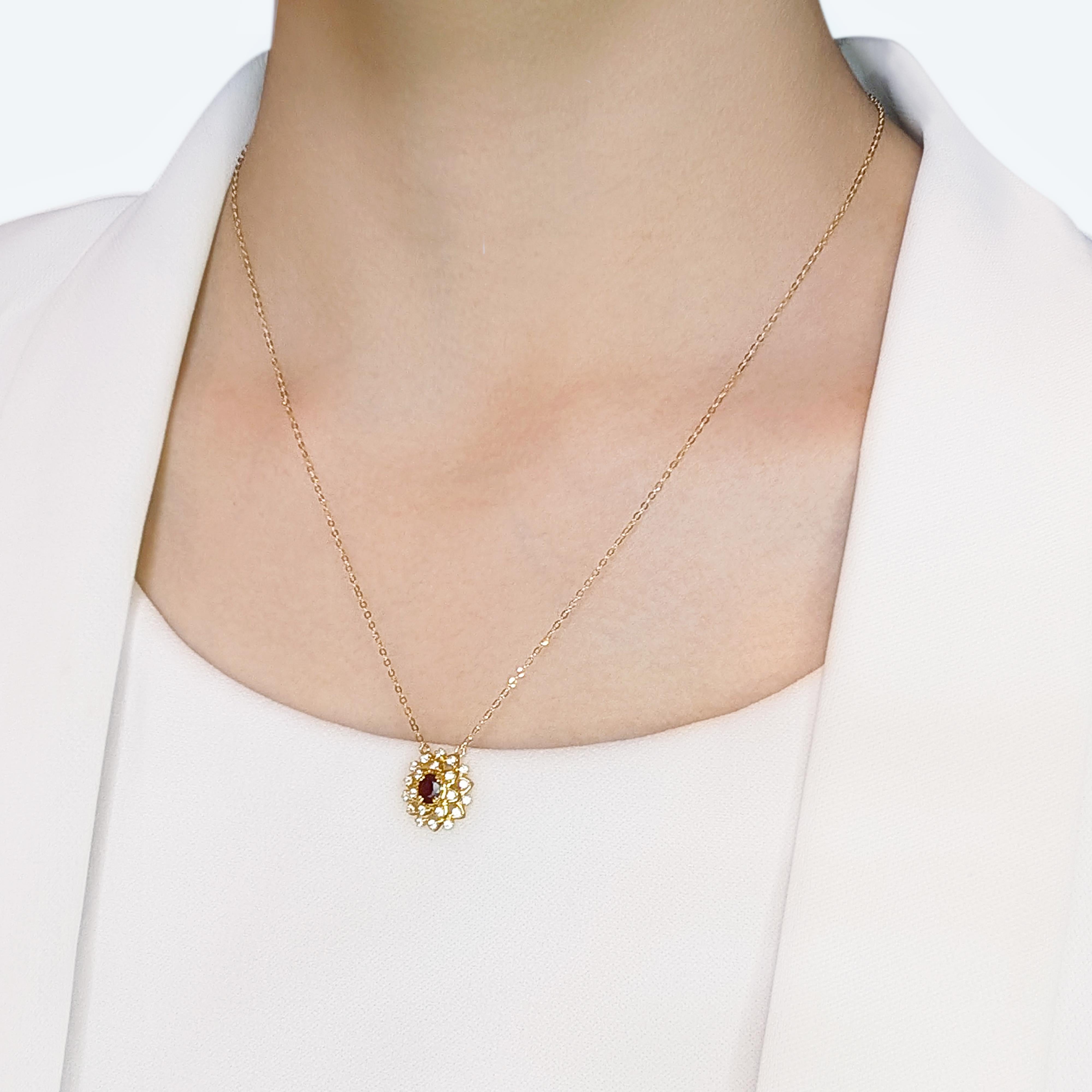 Splendida collana di rubini e spinelli da 0,48 carati in oro giallo 18 carati in vendita 2