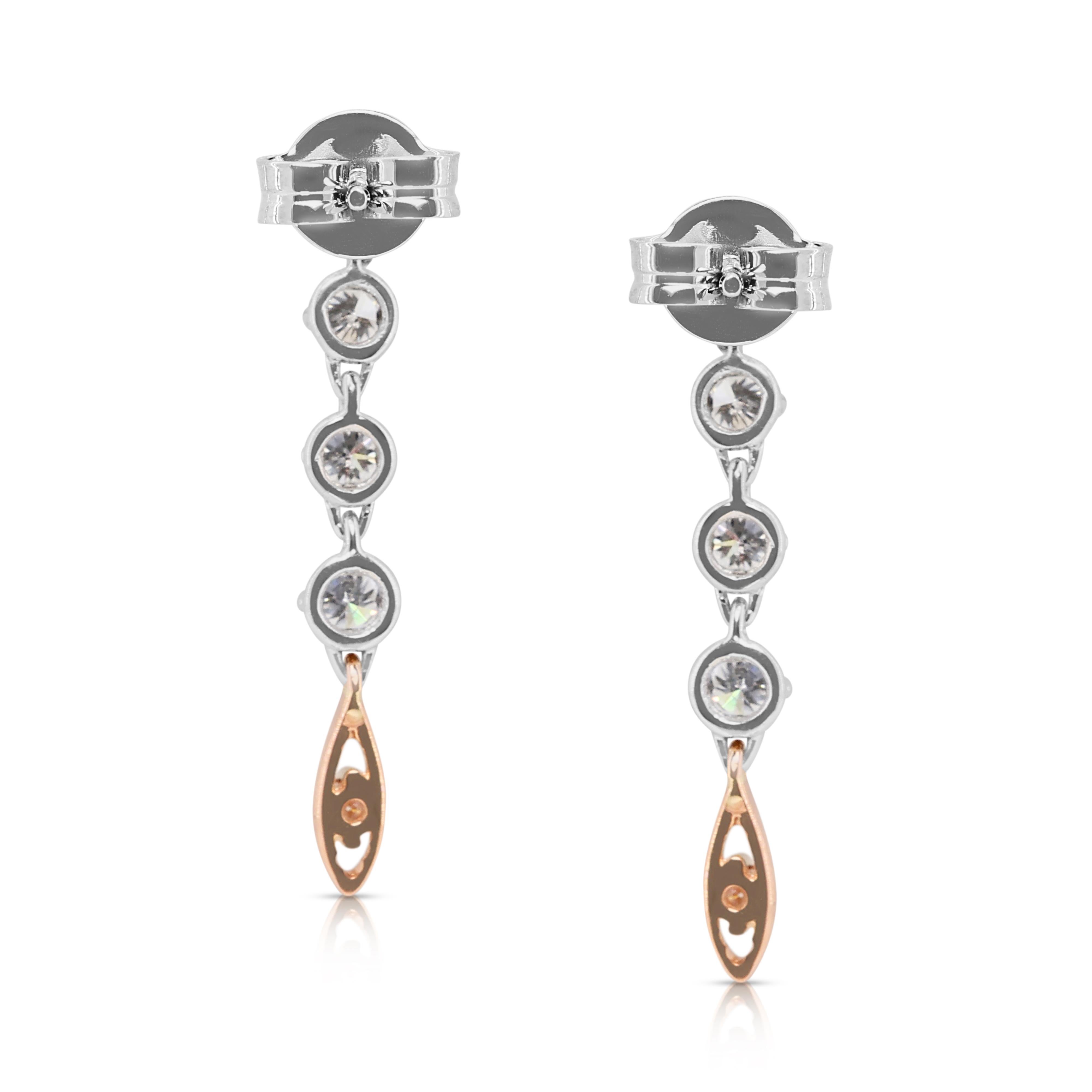 Impresionante 0,4 ct  Pendientes de gota bicolor Diamantes en venta 2