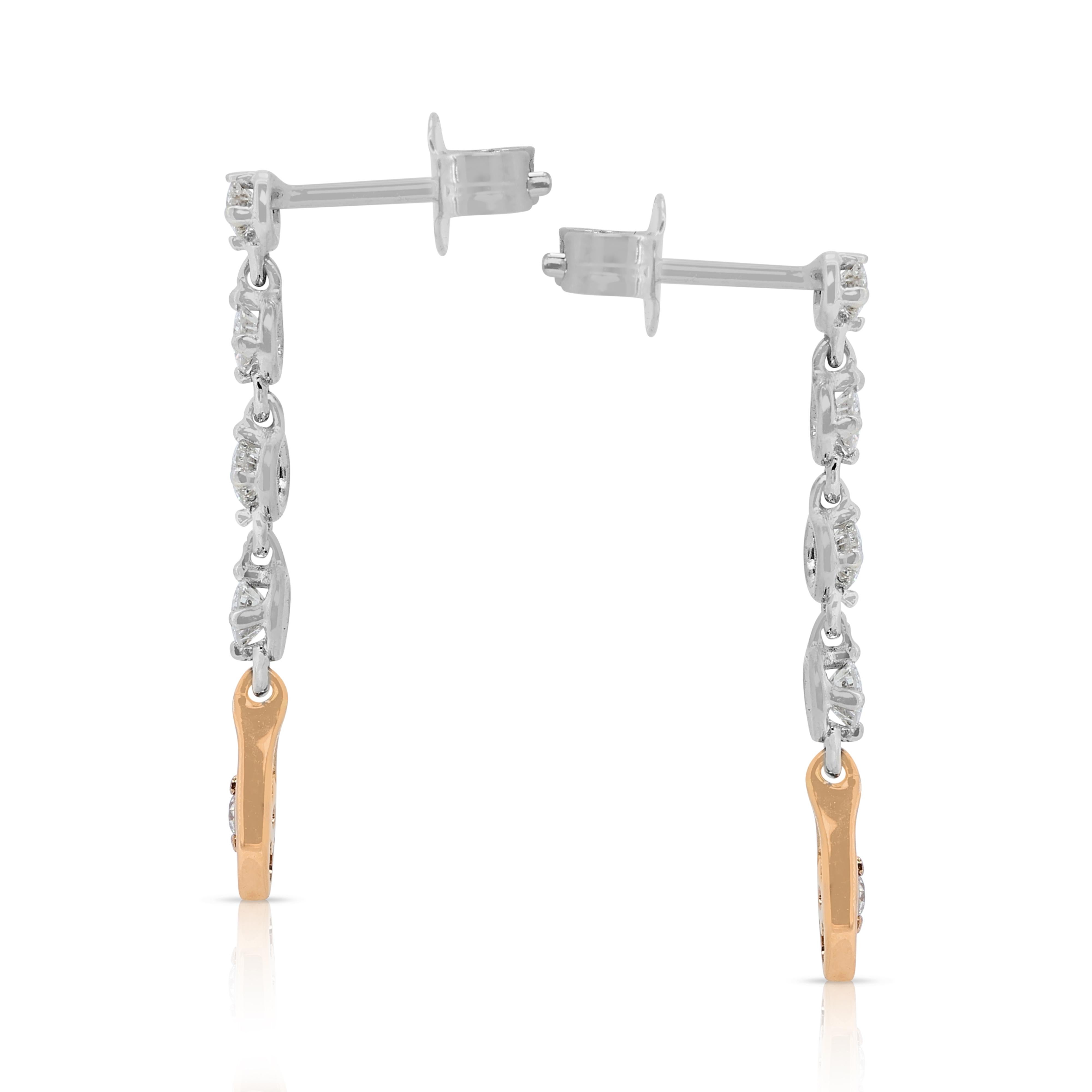 De las mujeres Impresionante 0,4 ct  Pendientes de gota bicolor Diamantes en venta