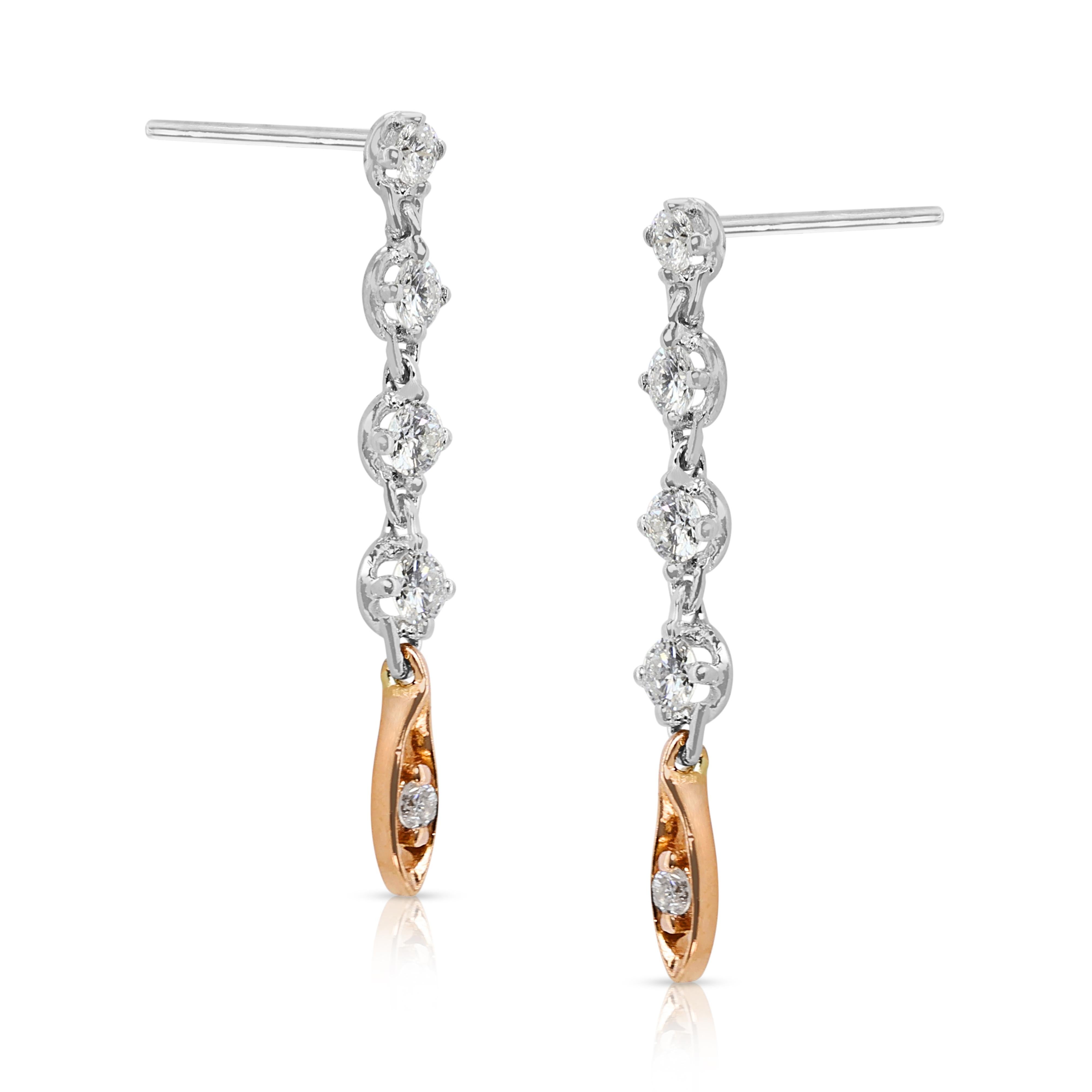 Impresionante 0,4 ct  Pendientes de gota bicolor Diamantes en Nuevo estado para la venta en רמת גן, IL