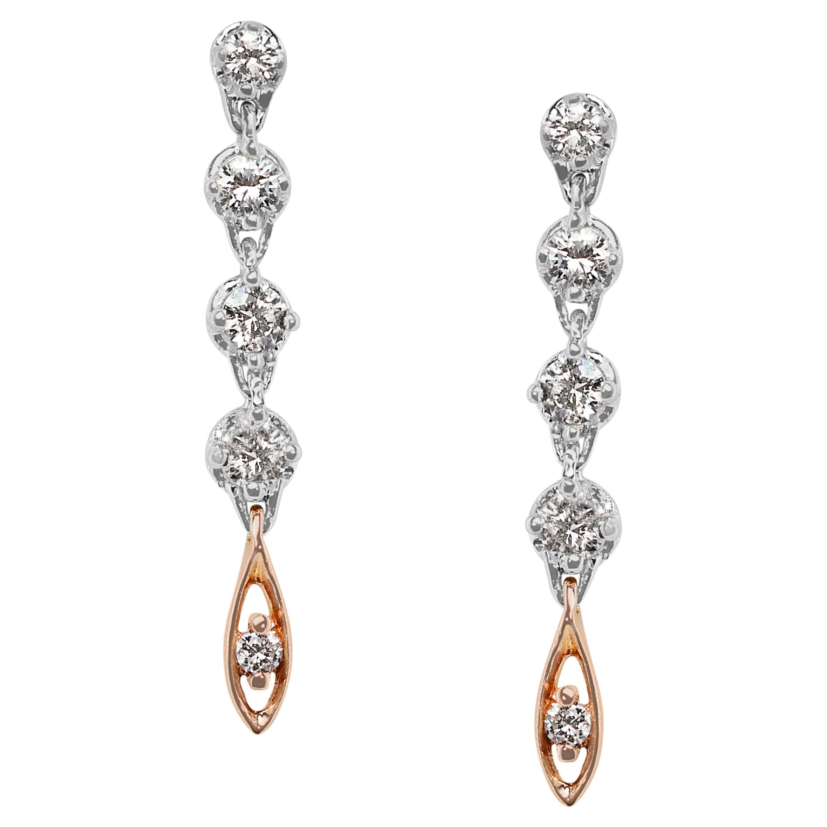 Stupefacente 0,4ct  Orecchini a goccia con diamanti bicolore