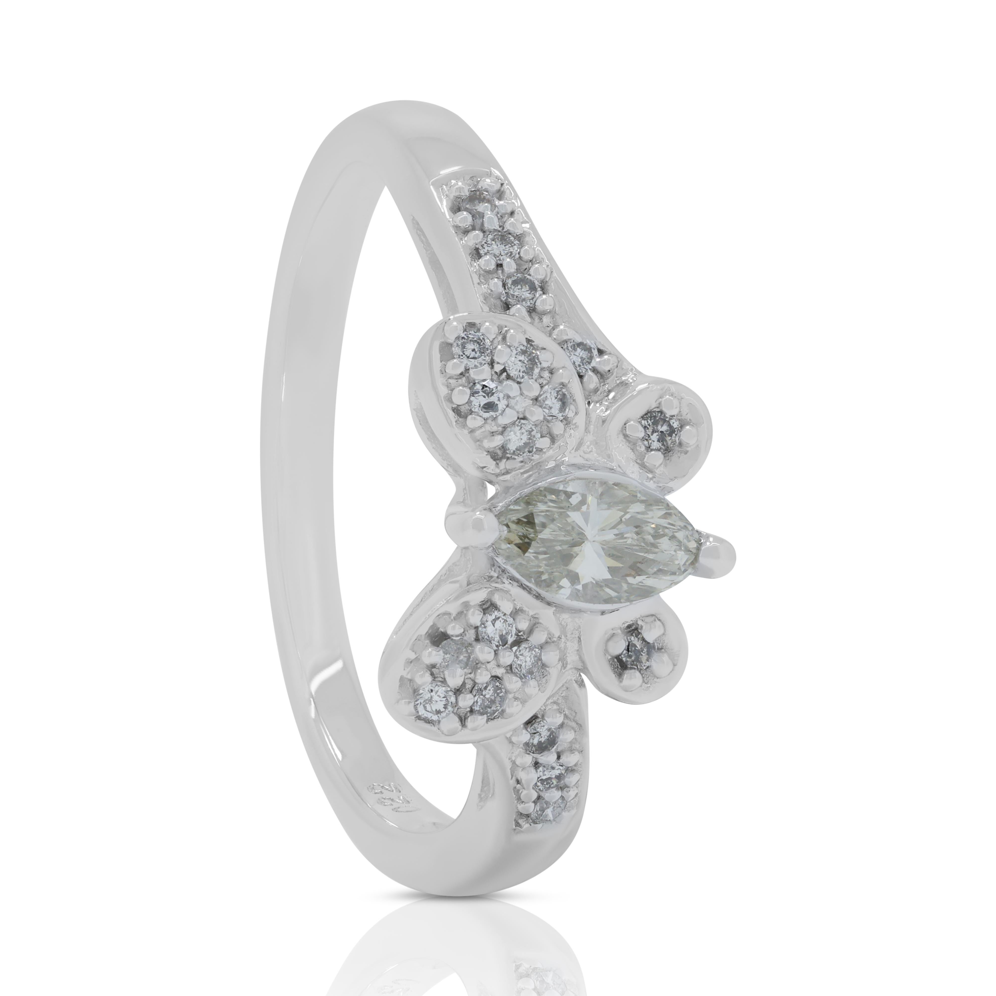 Stunning 0.505ct Diamonds Butterfly-Shaped Ring in 18K White Gold For Sale 2
