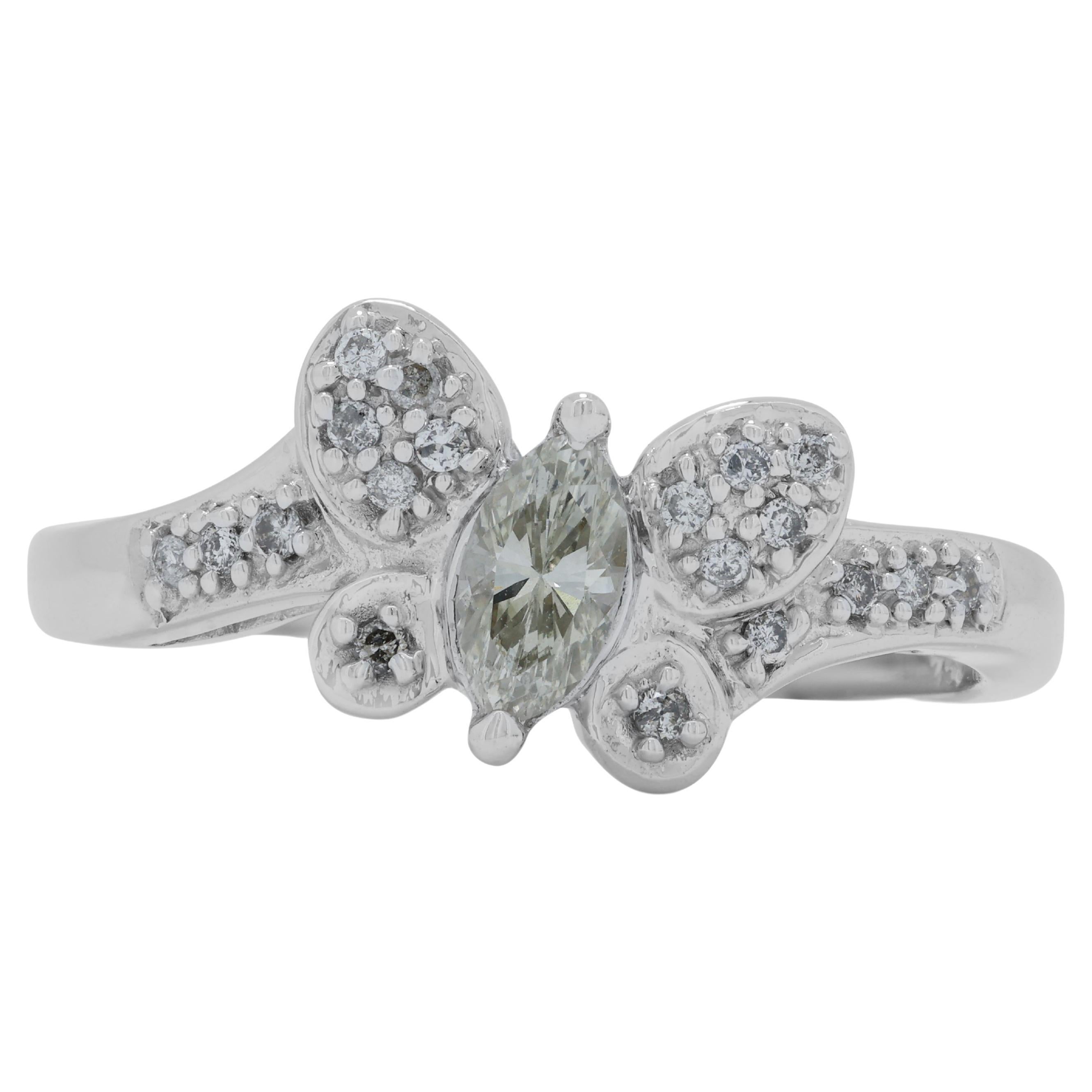 Stunning 0.505ct Diamonds Butterfly-Shaped Ring in 18K White Gold