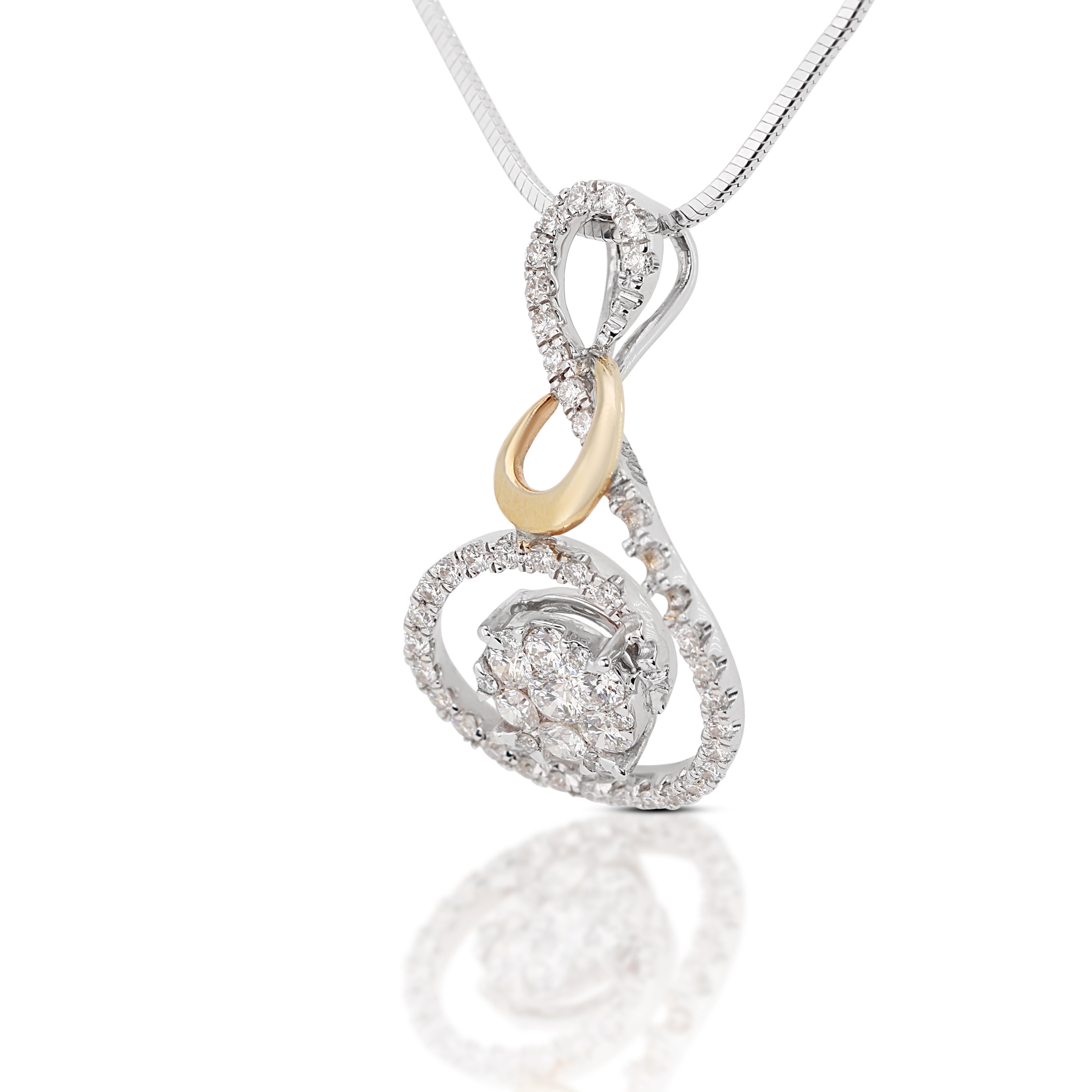 Stunning 0.50ct Diamond Pendant in 18K Bi-Color Gold (Chain Included) In Excellent Condition For Sale In רמת גן, IL