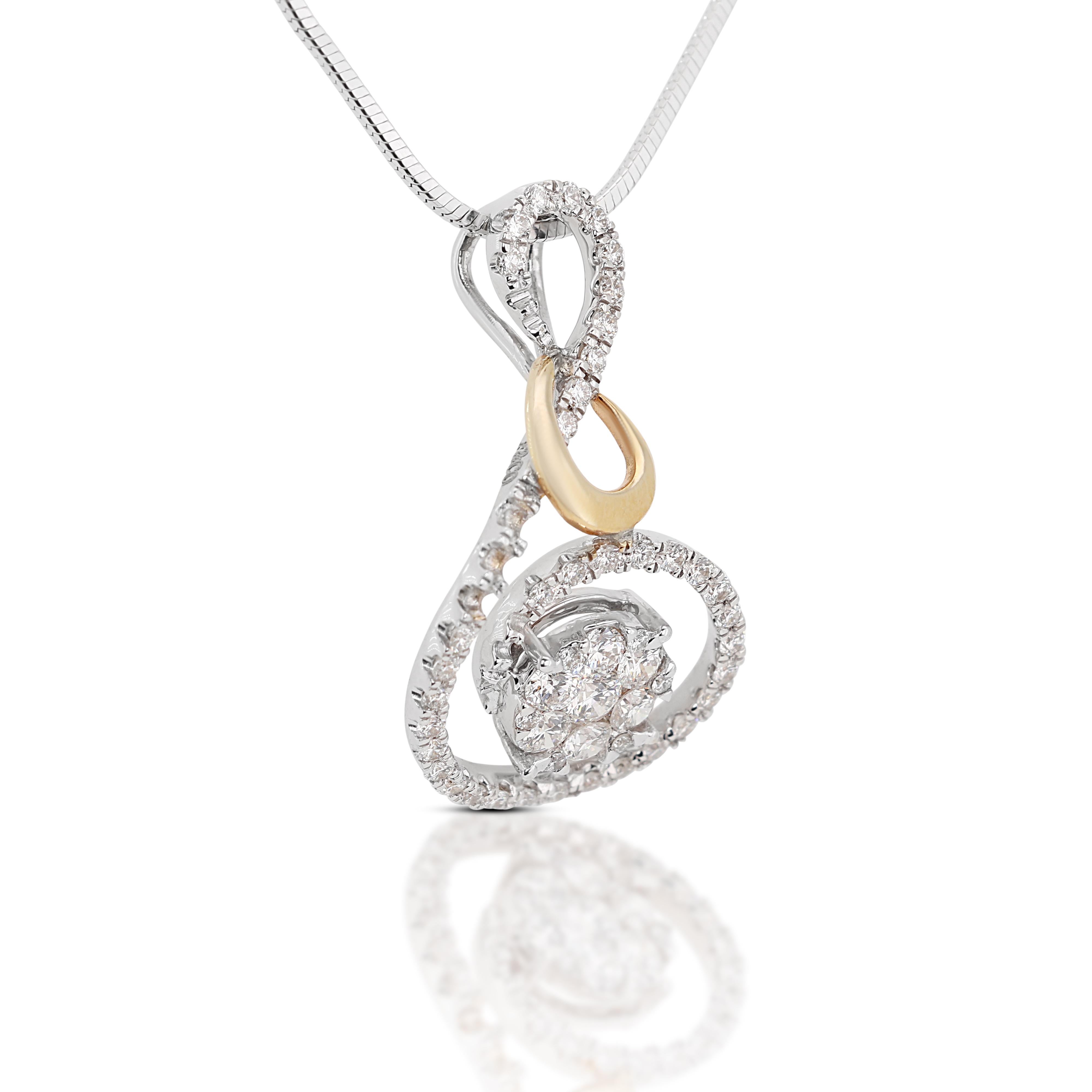 Women's Stunning 0.50ct Diamond Pendant in 18K Bi-Color Gold (Chain Included) For Sale