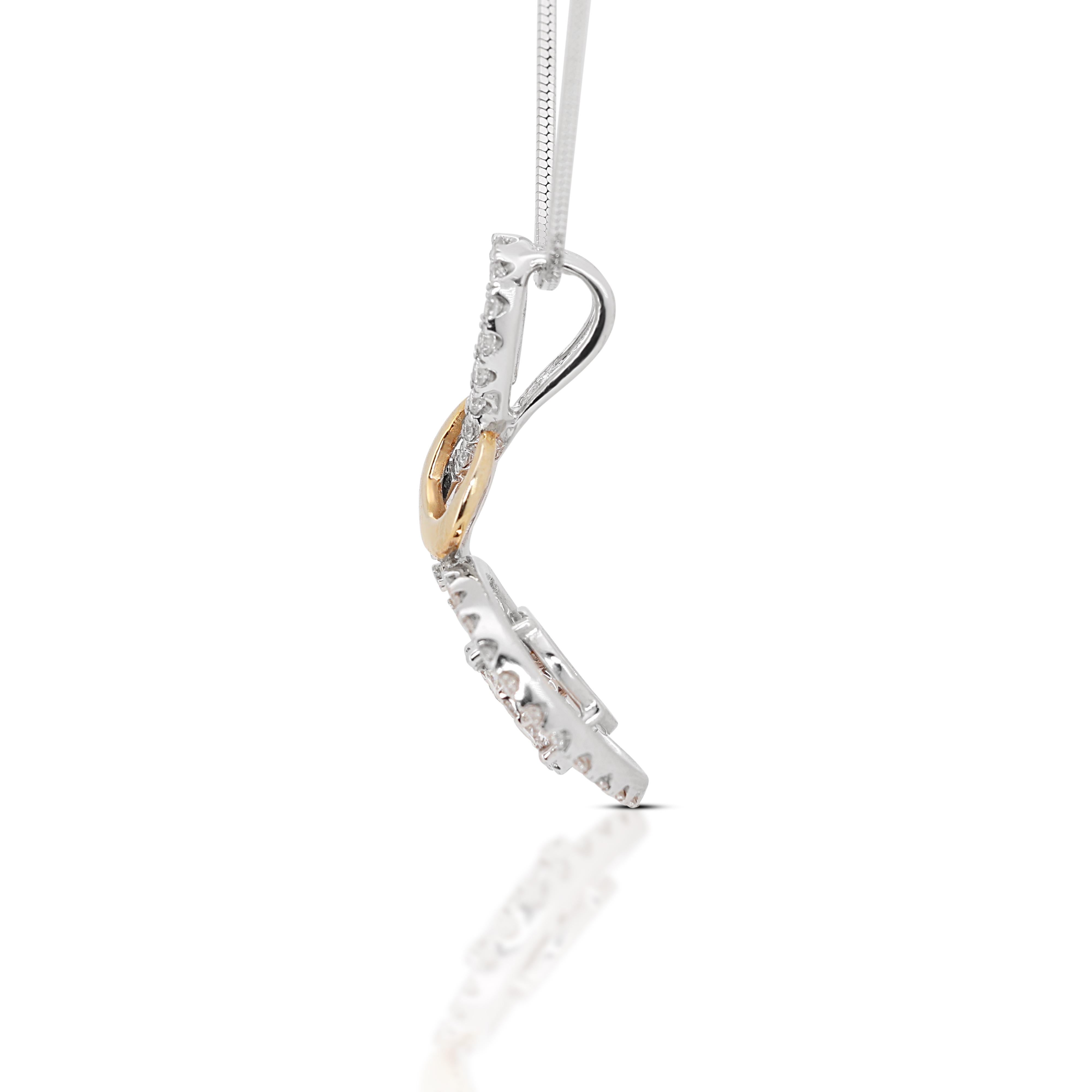 Stunning 0.50ct Diamond Pendant in 18K Bi-Color Gold (Chain Included) For Sale 1
