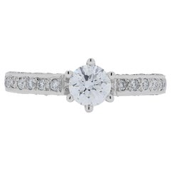 Stunning 0.51ct Diamond Pave Ring with Side Diamonds in 18K White Gold