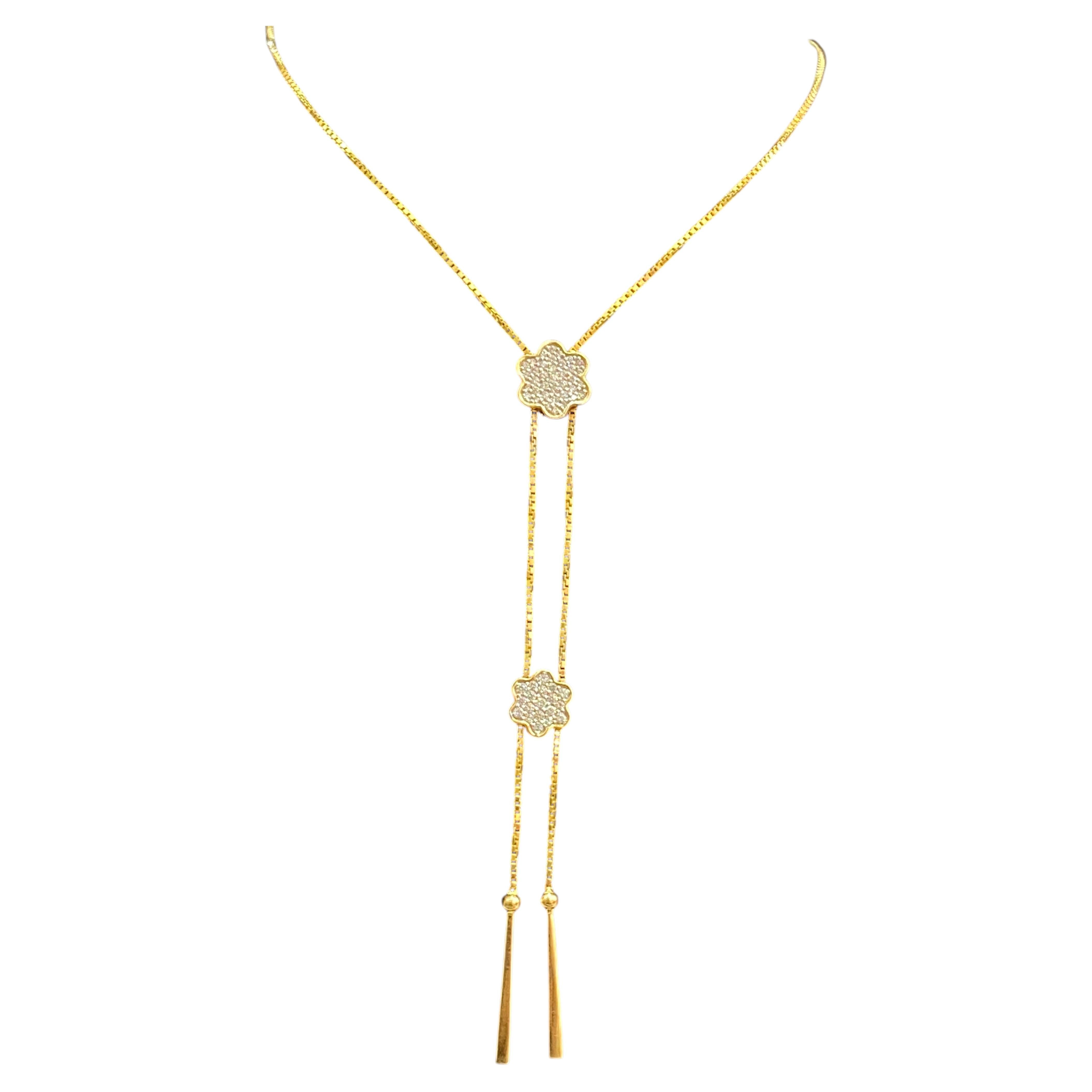 Impresionante Collar de Diamantes Brillantes Redondos de 0,55 quilates F/VS1 en Oro Amarillo de 14 quilates