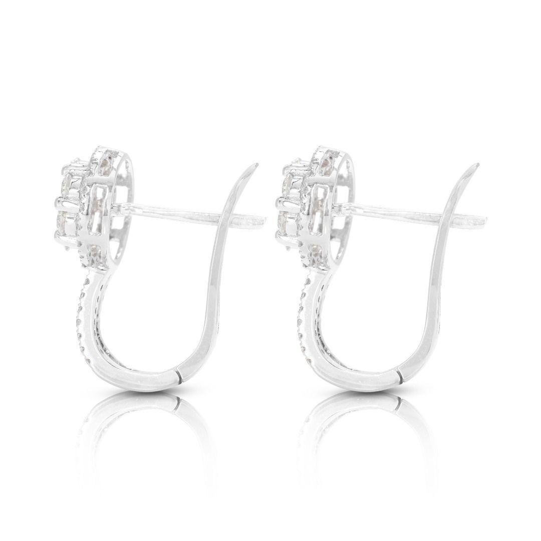 Women's Stunning 0.55ct Lever Back Diamond Earrings in 18K White Gold For Sale