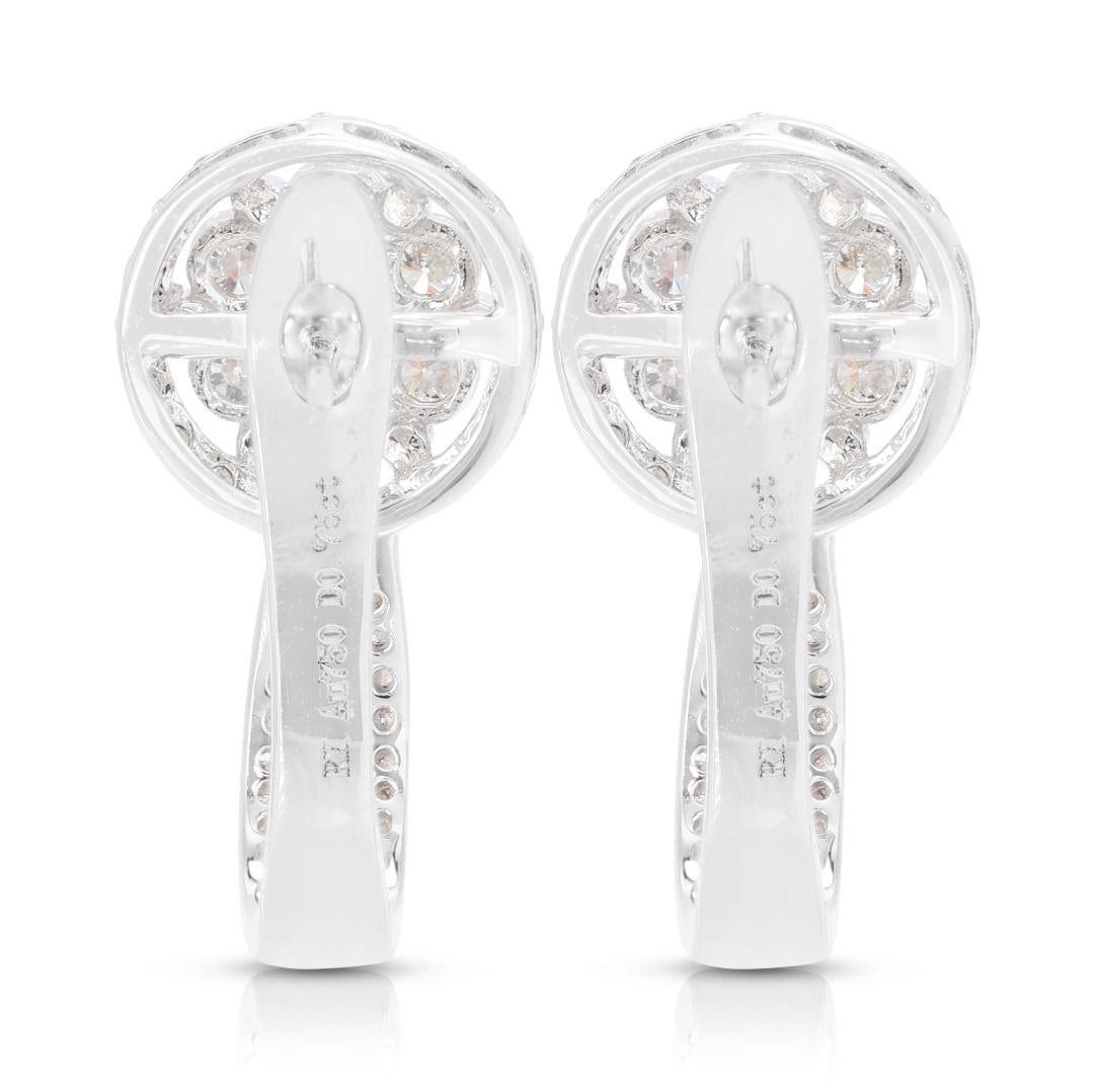 Stunning 0.55ct Lever Back Diamond Earrings in 18K White Gold For Sale 2