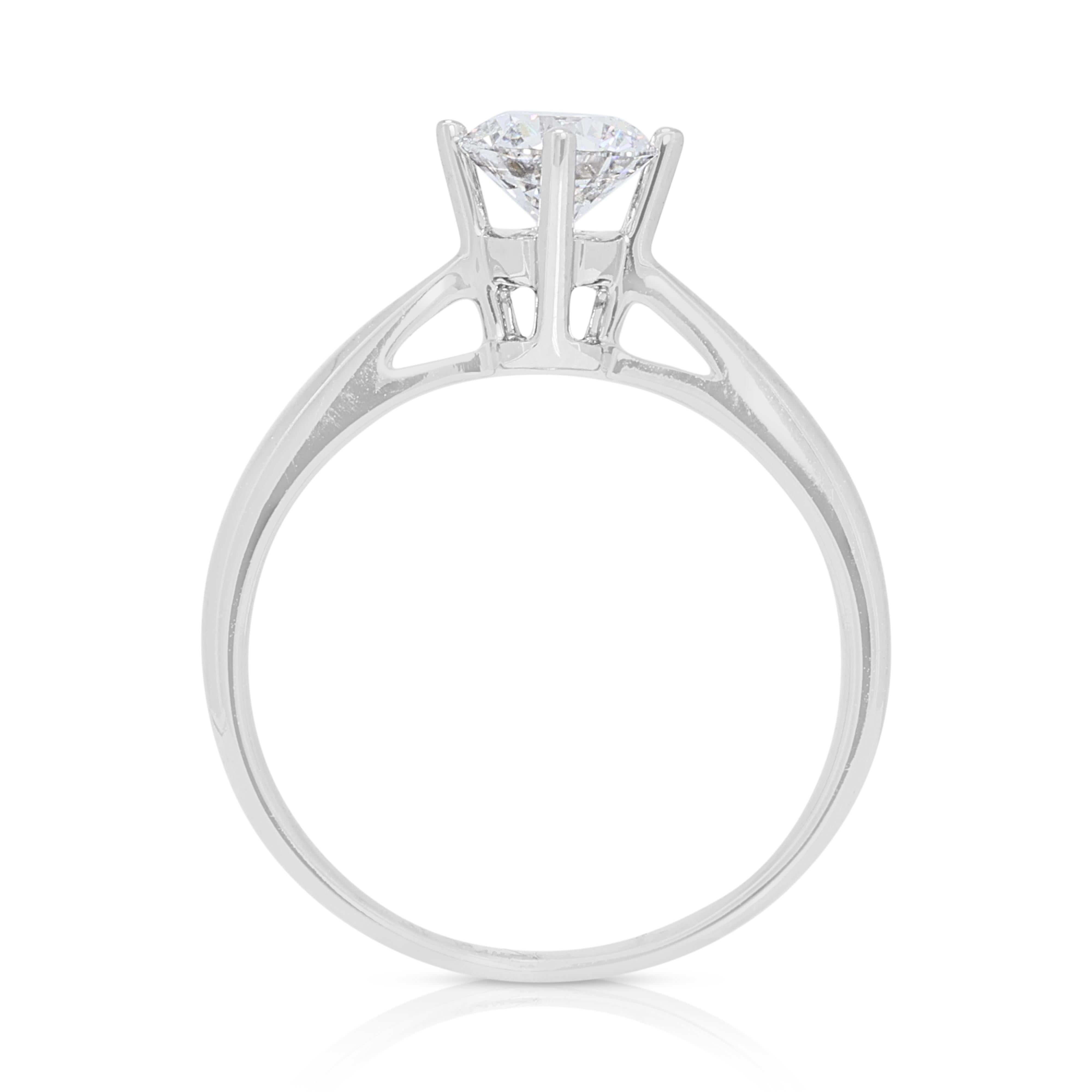 Atemberaubender 0,56 Karat Diamant Solitär-Ring aus 18 Karat Weißgold im Angebot 2