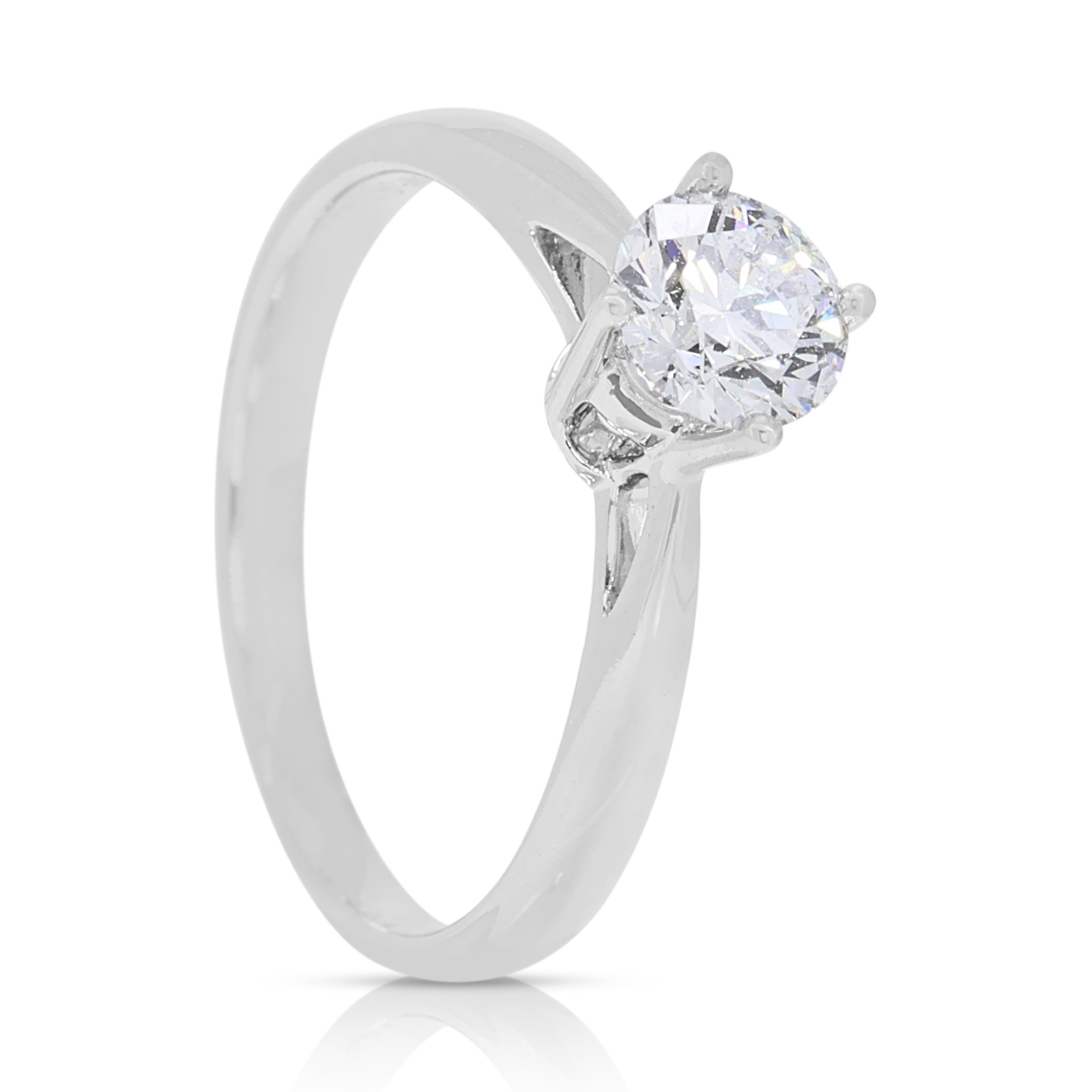 Atemberaubender 0,56 Karat Diamant Solitär-Ring aus 18 Karat Weißgold im Angebot 1