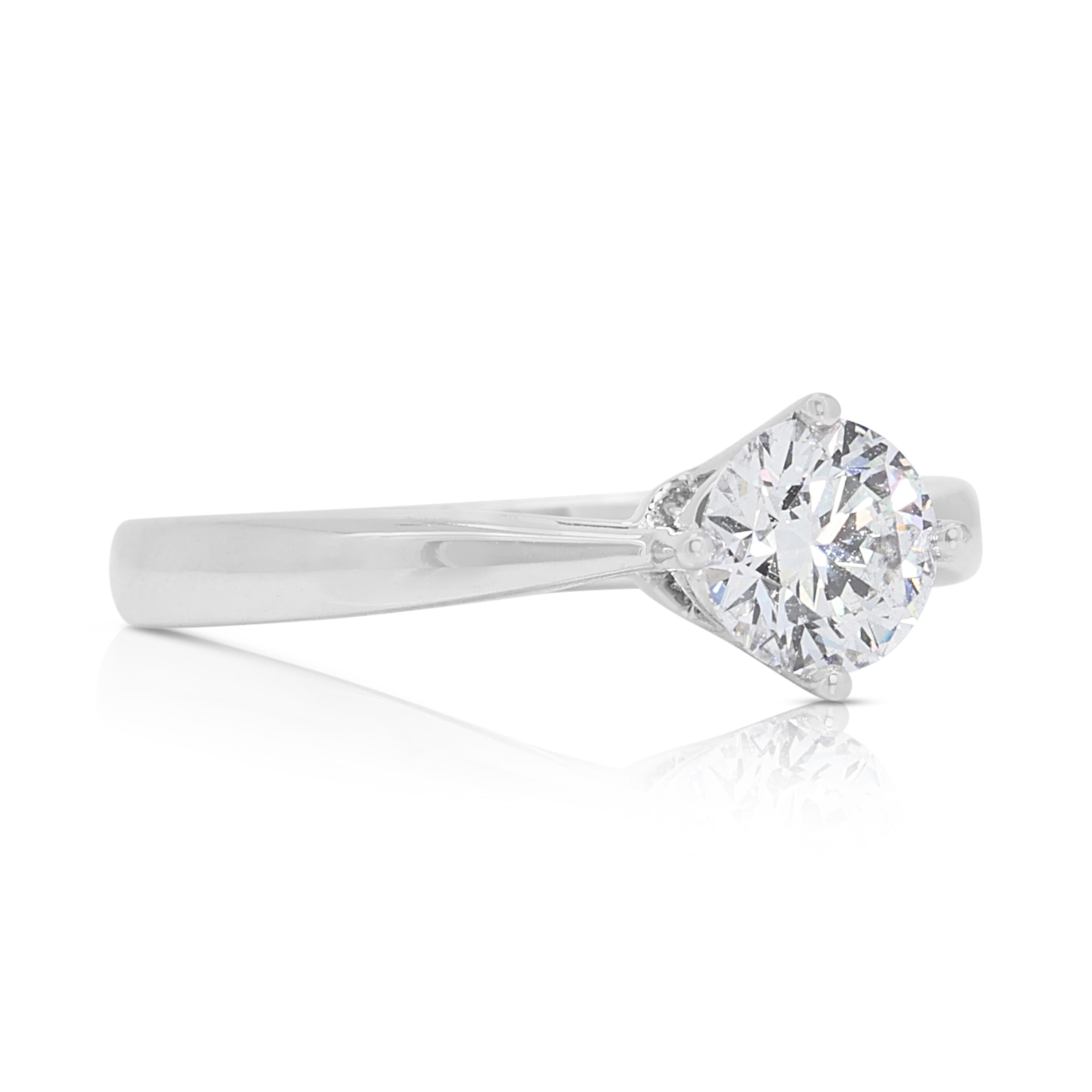 Atemberaubender 0,56 Karat Diamant Solitär-Ring aus 18 Karat Weißgold (Rundschliff) im Angebot