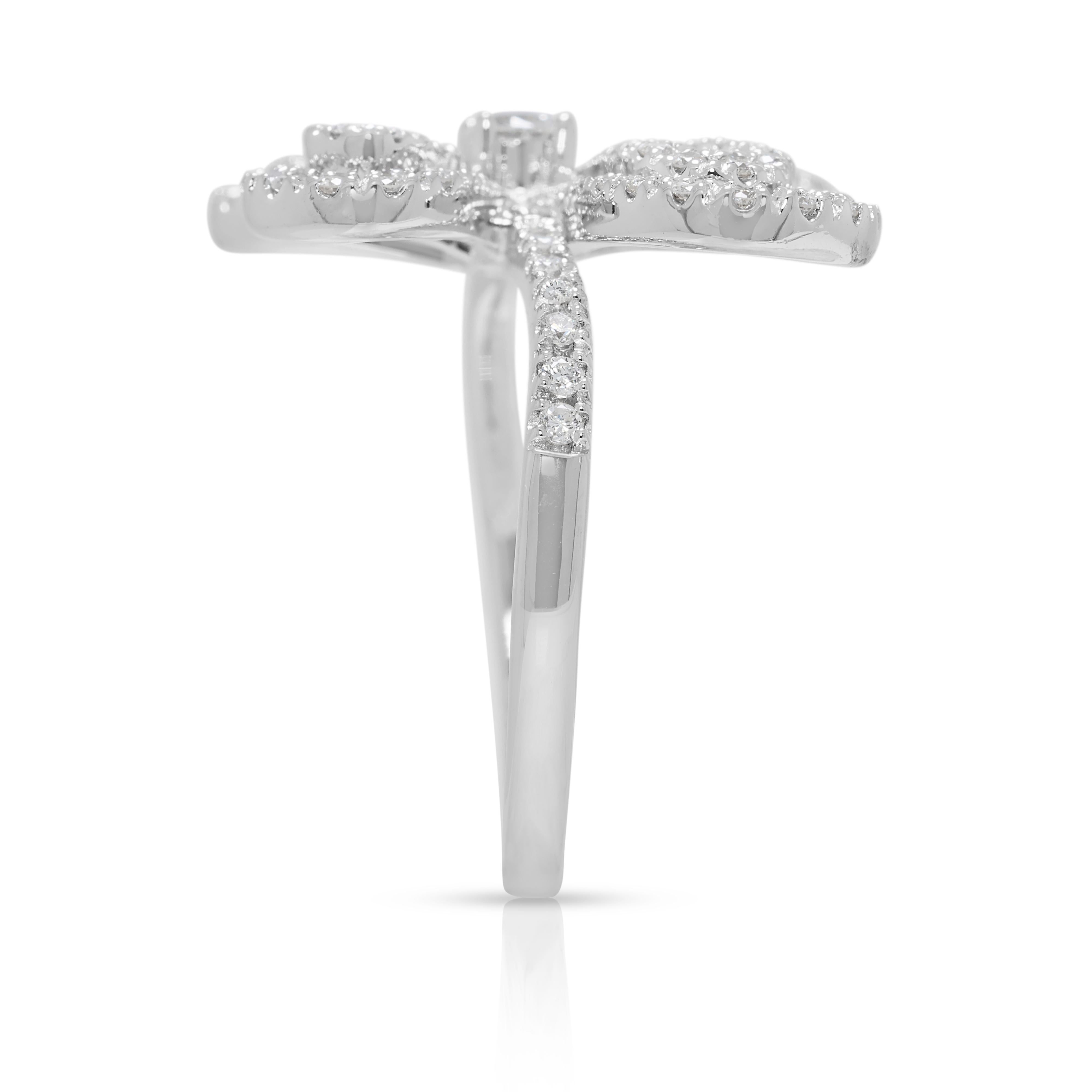 Whiting bague en or blanc 18 carats avec diamant naturel de 0,60ct Pour femmes en vente