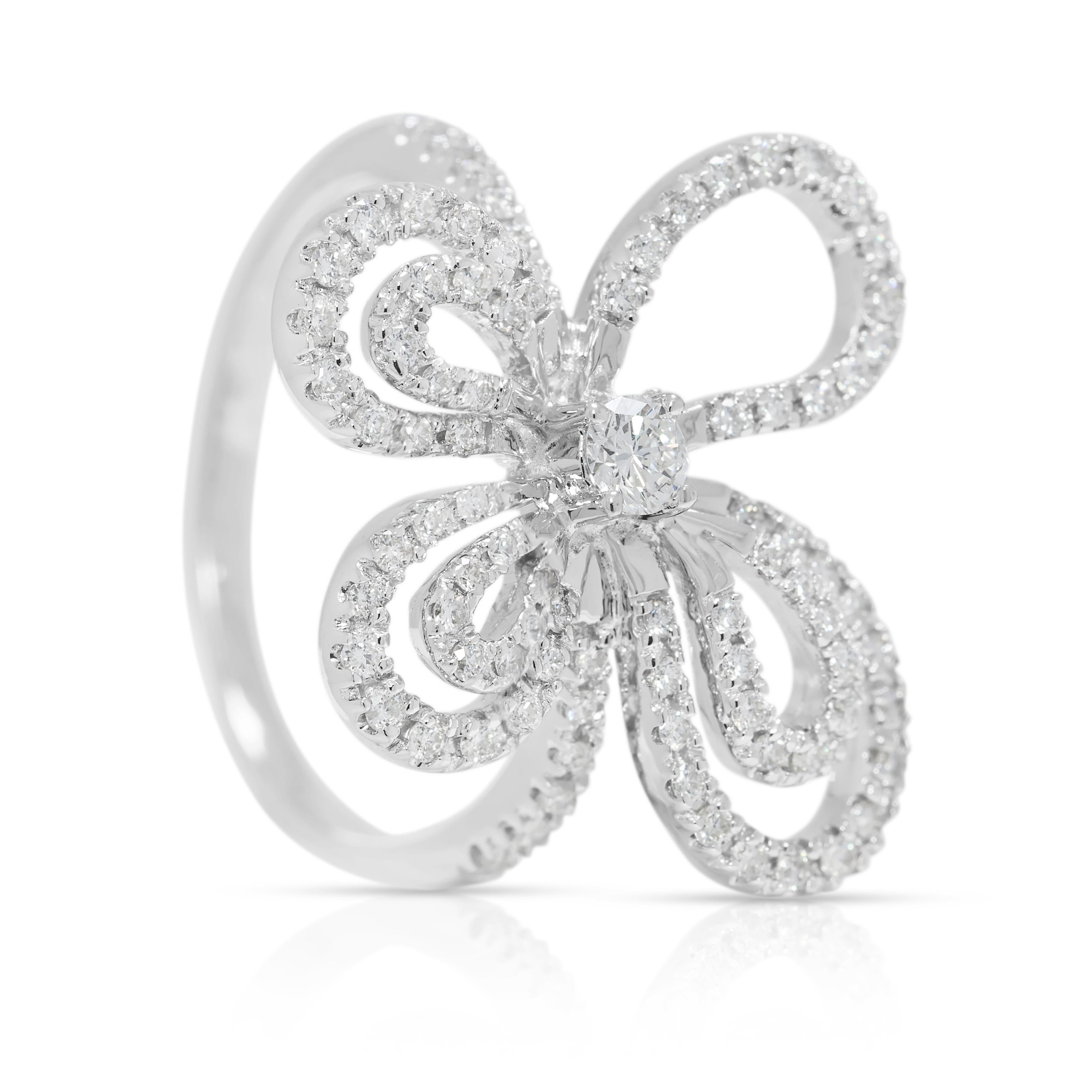 Whiting bague en or blanc 18 carats avec diamant naturel de 0,60ct en vente 1