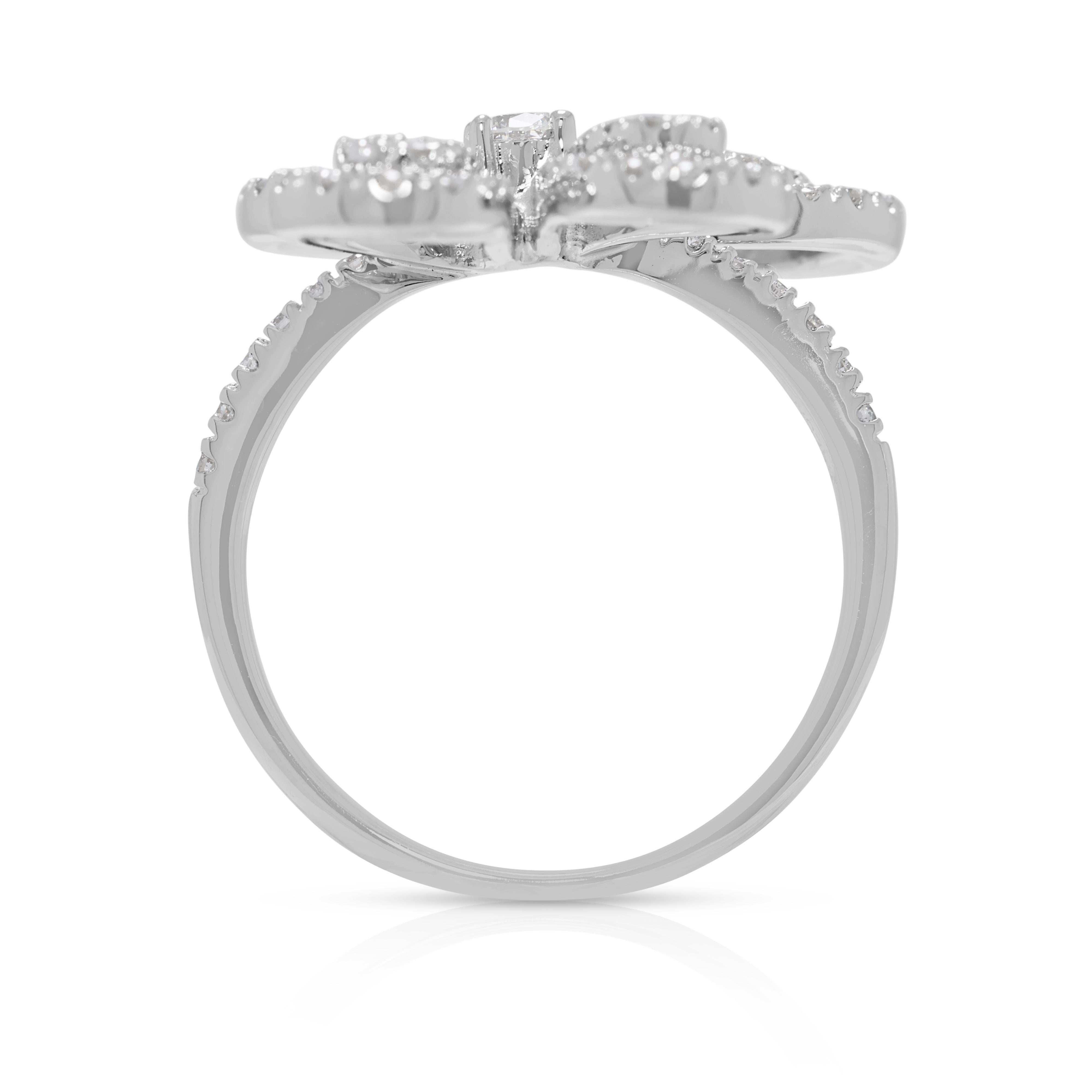 Whiting bague en or blanc 18 carats avec diamant naturel de 0,60ct en vente 2