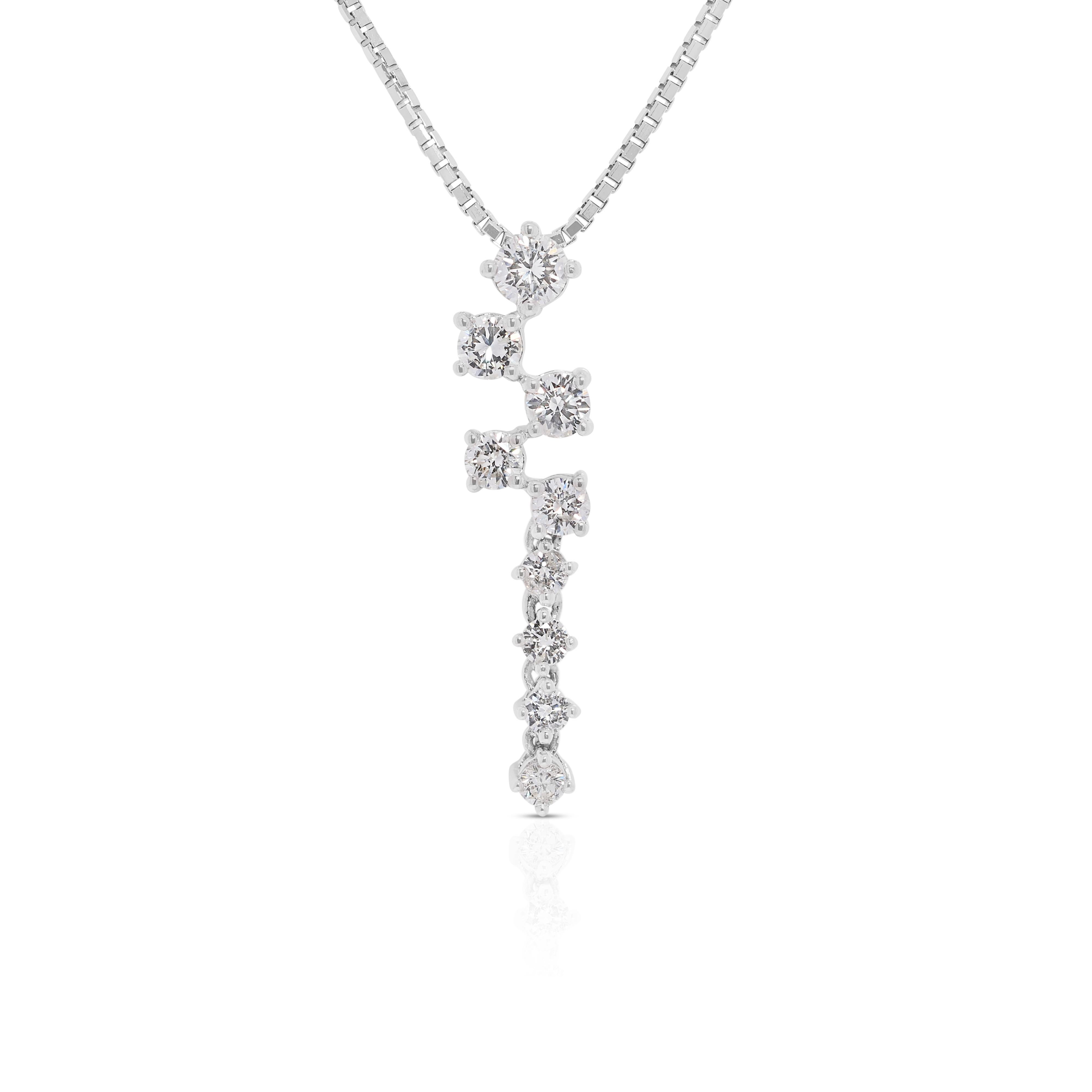 Taglio rotondo Splendida collana con linea di diamanti naturali da 0,61 carati in oro bianco 18 carati in vendita