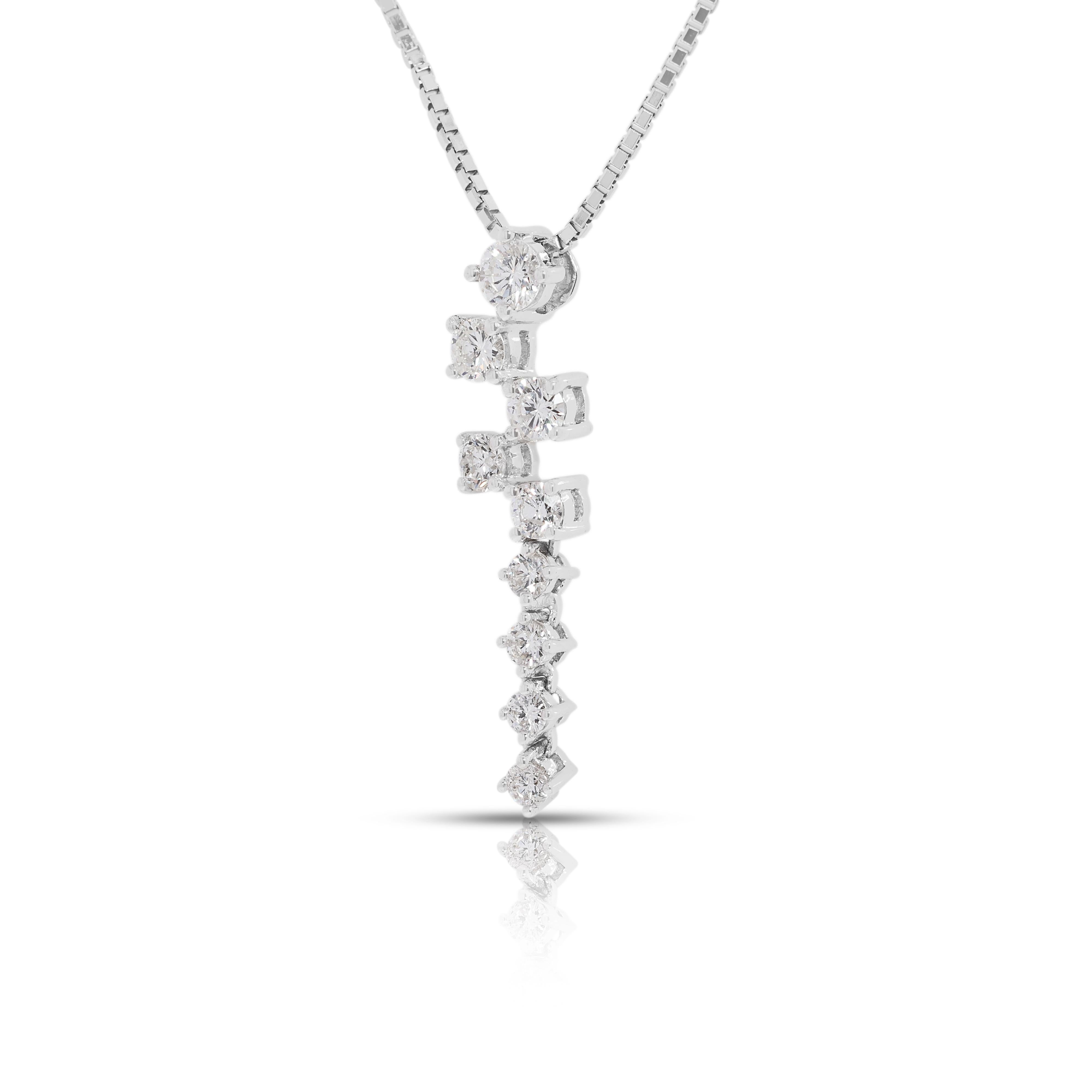 Splendida collana con linea di diamanti naturali da 0,61 carati in oro bianco 18 carati In condizioni ottime in vendita a רמת גן, IL