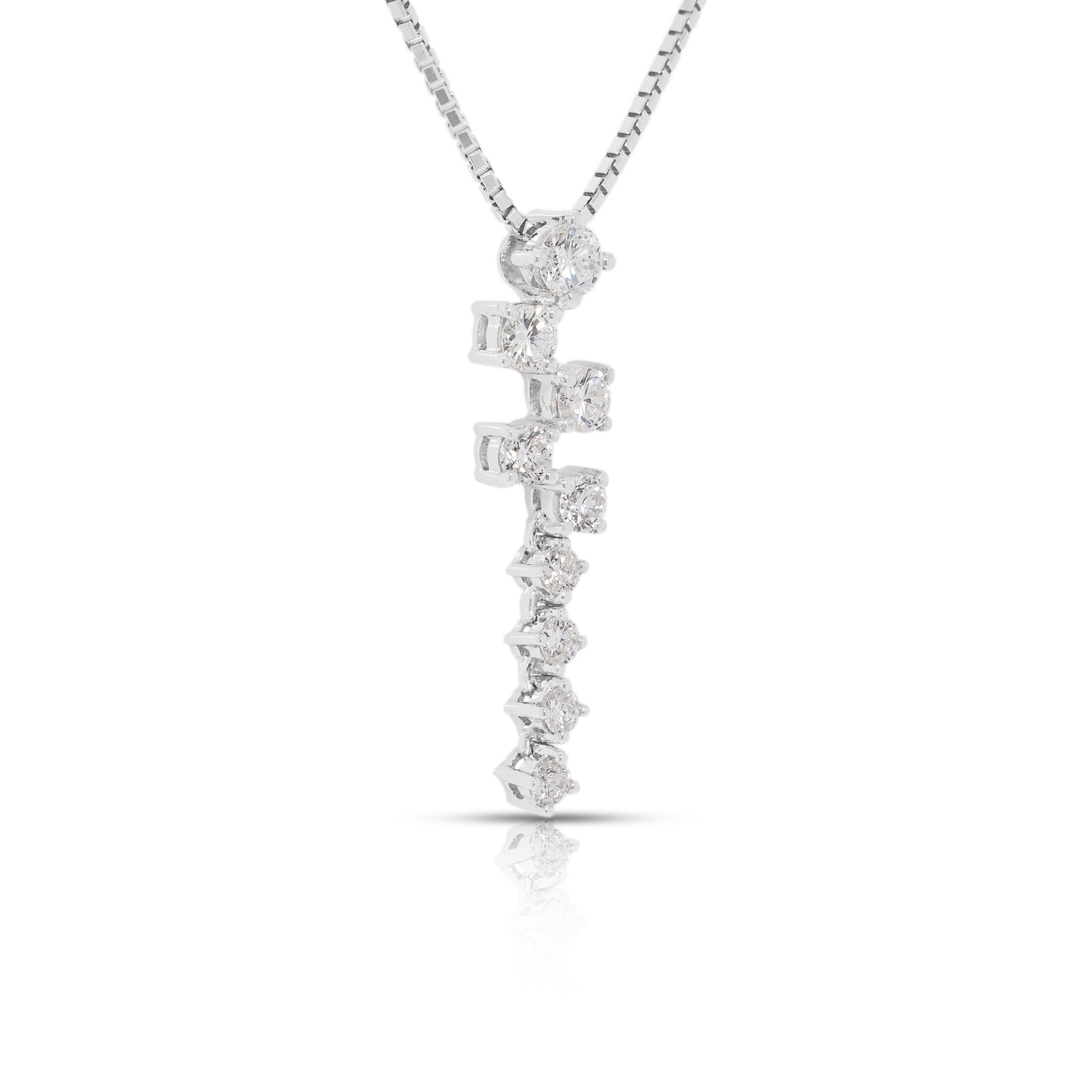 Donna Splendida collana con linea di diamanti naturali da 0,61 carati in oro bianco 18 carati in vendita