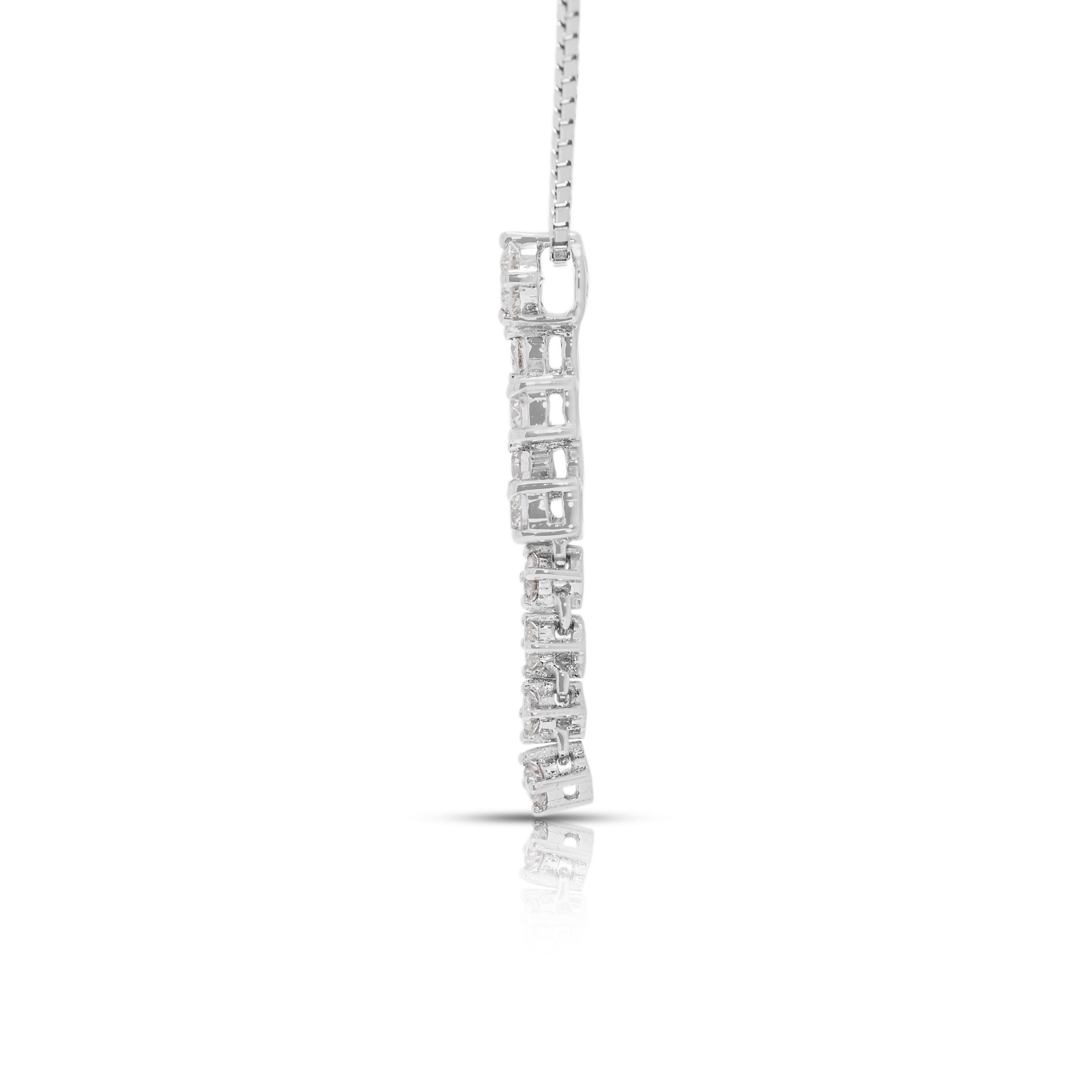 Splendida collana con linea di diamanti naturali da 0,61 carati in oro bianco 18 carati in vendita 1