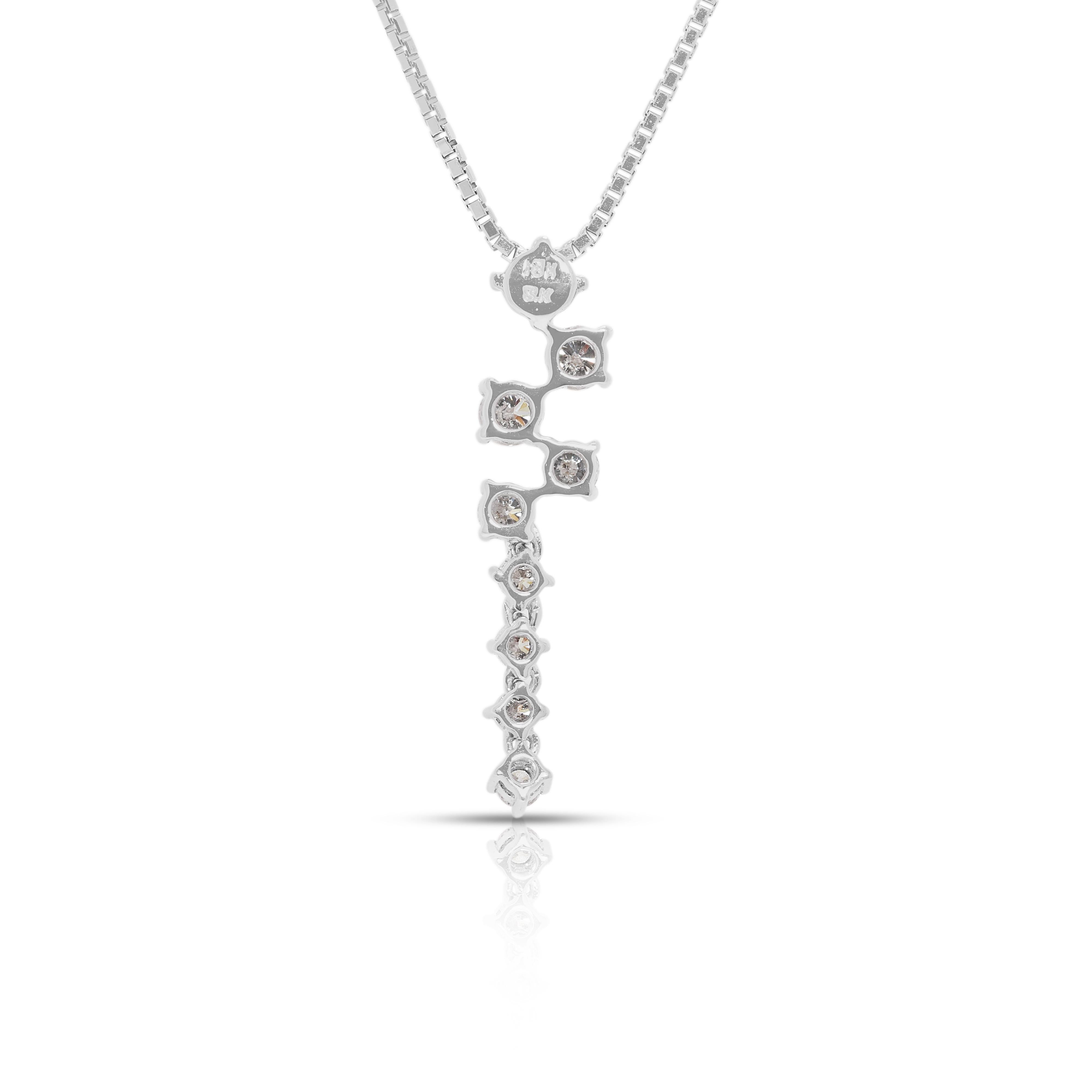 Splendida collana con linea di diamanti naturali da 0,61 carati in oro bianco 18 carati in vendita 2