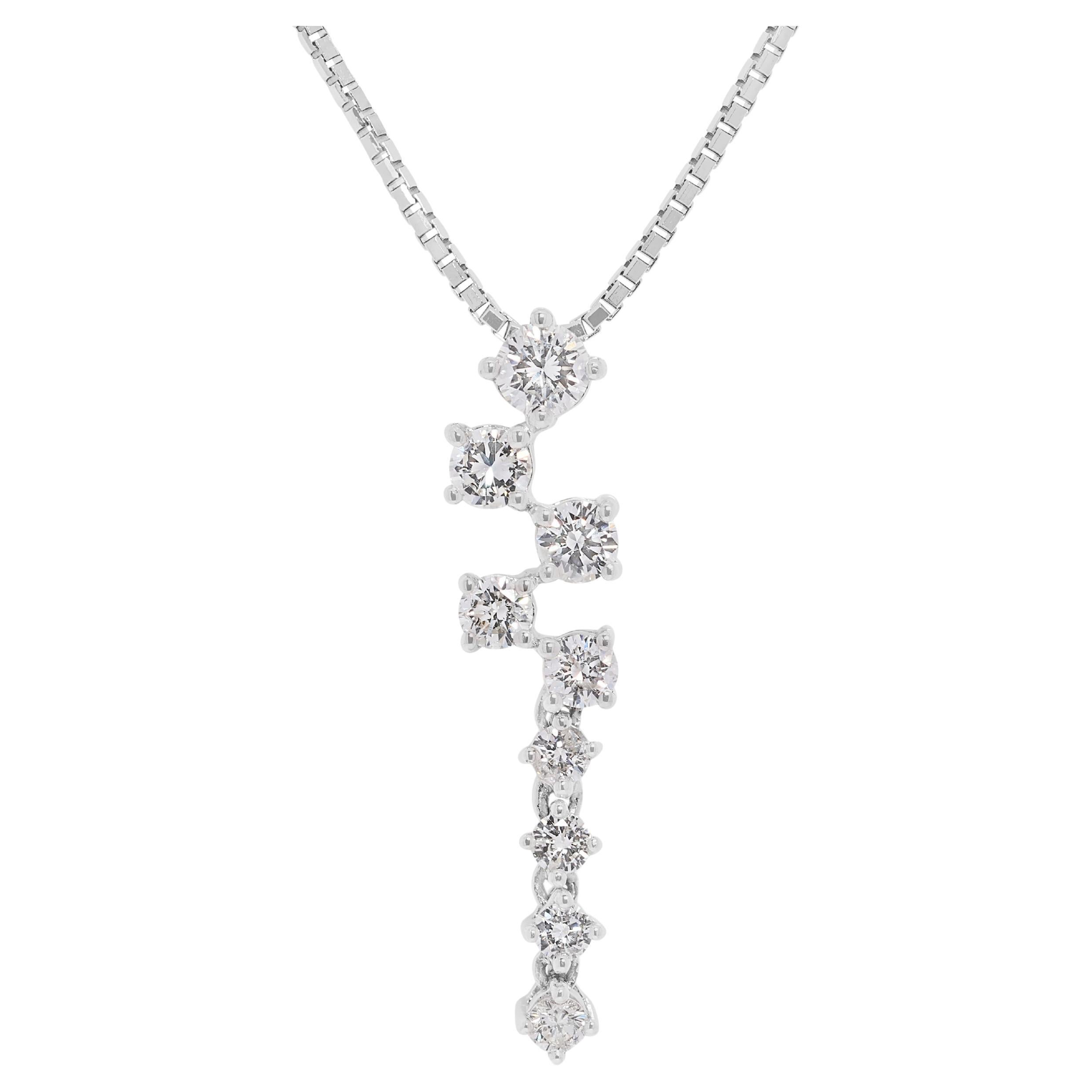 Splendida collana con linea di diamanti naturali da 0,61 carati in oro bianco 18 carati