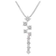 Splendida collana con linea di diamanti naturali da 0,61 carati in oro bianco 18 carati