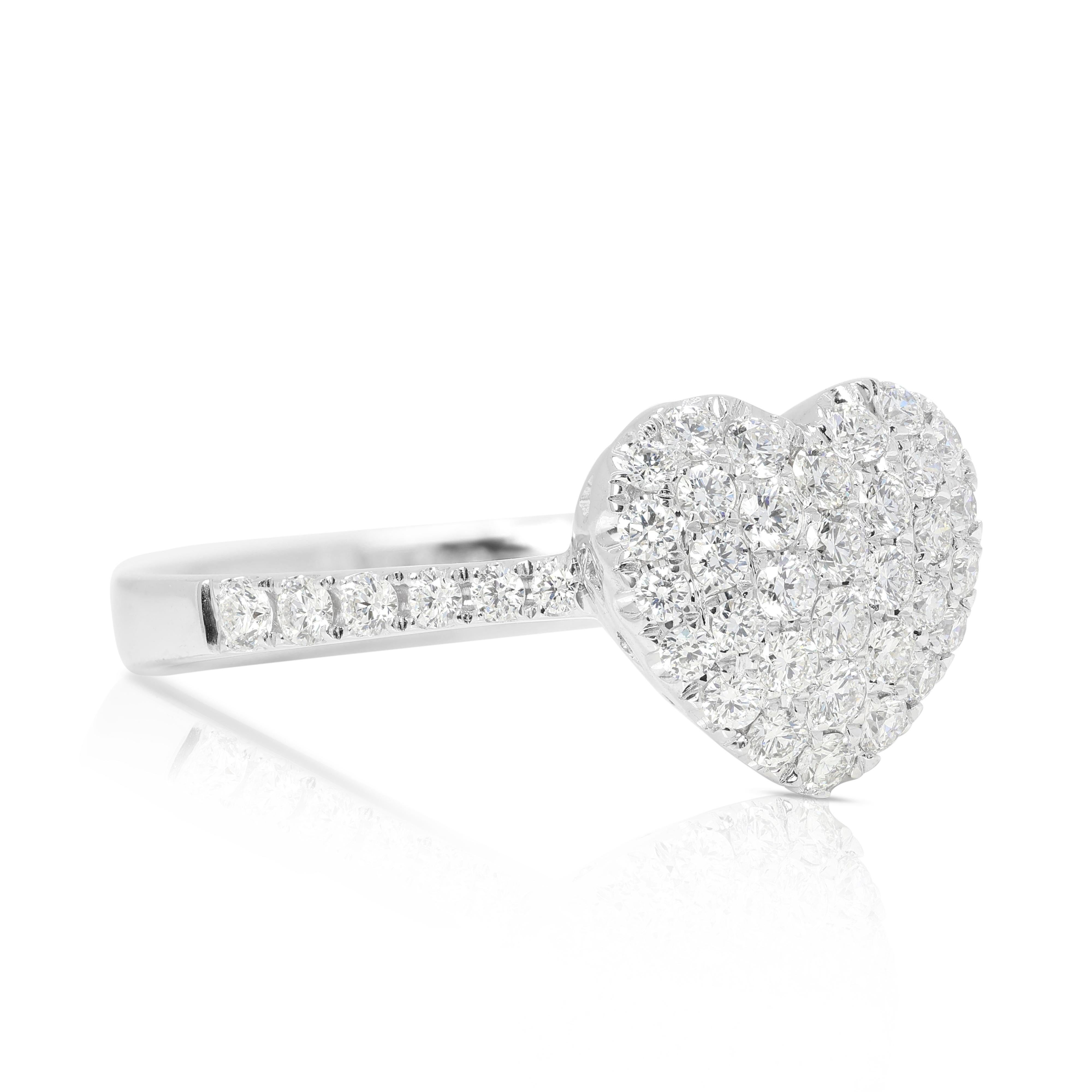 Atemberaubender 0,67ct runder Brillant-Diamant-Cluster-Ring in 18K Weißgold (Rundschliff)