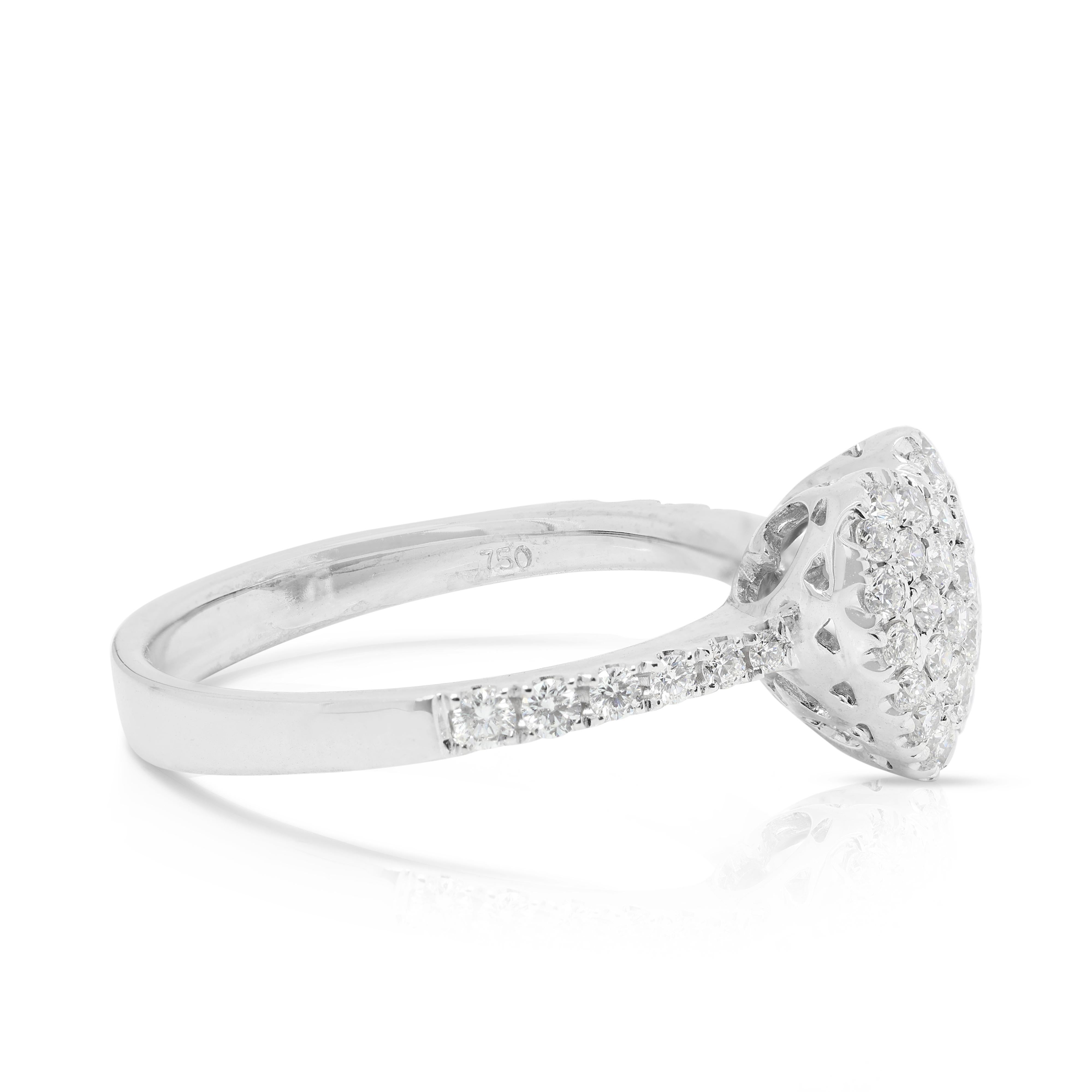 Atemberaubender 0,67ct runder Brillant-Diamant-Cluster-Ring in 18K Weißgold im Zustand �„Hervorragend“ in רמת גן, IL