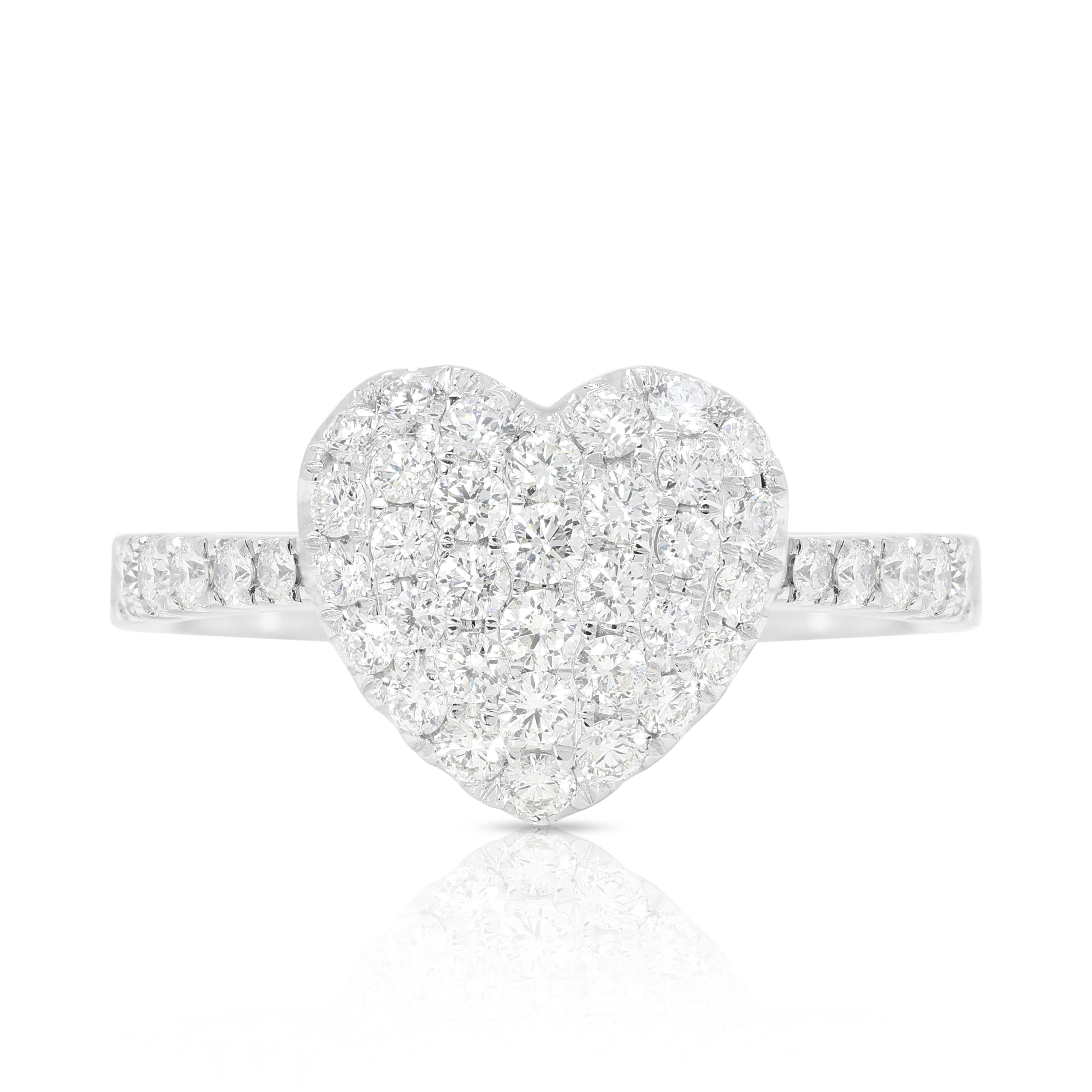 Atemberaubender 0,67ct runder Brillant-Diamant-Cluster-Ring in 18K Weißgold Damen