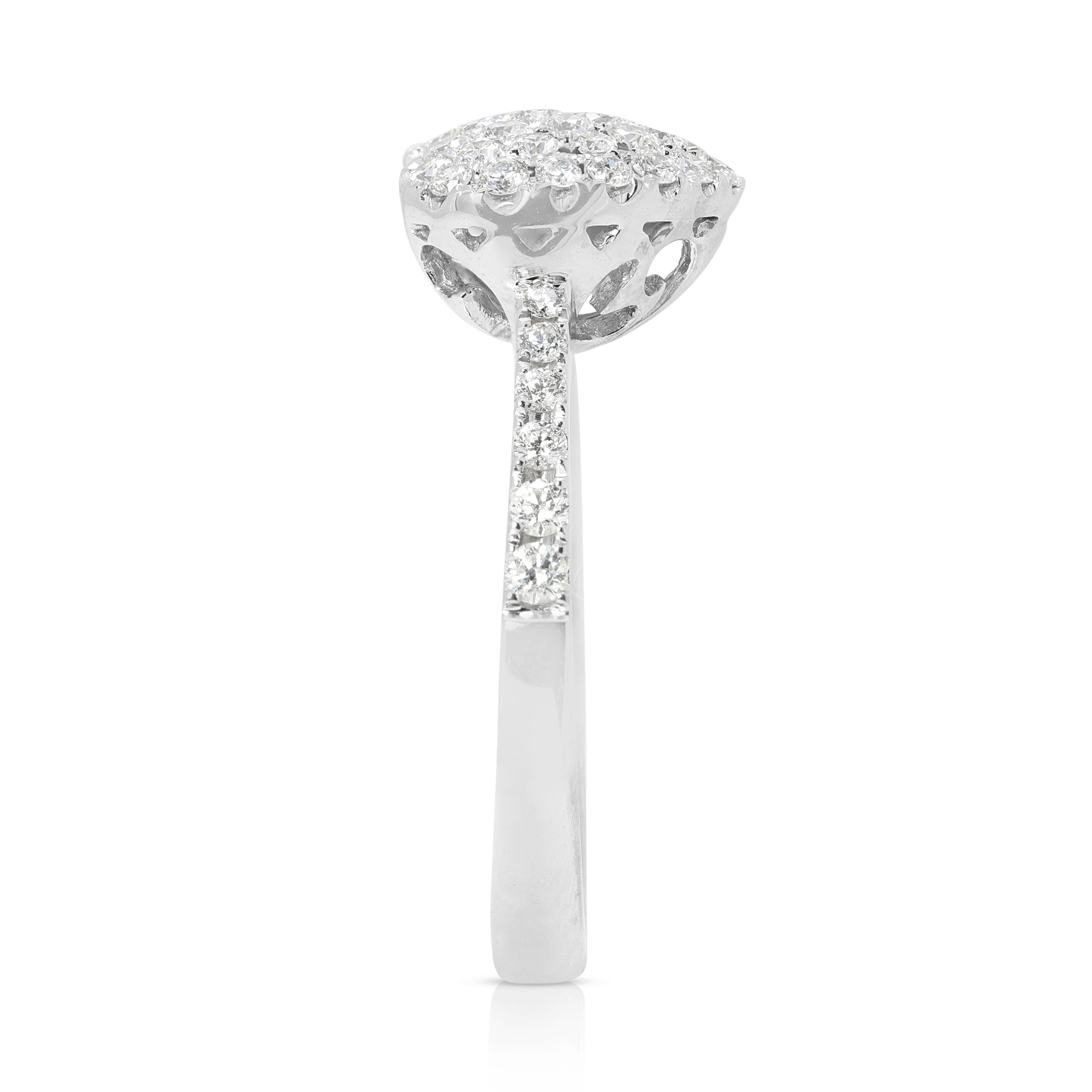 Atemberaubender 0,67ct runder Brillant-Diamant-Cluster-Ring in 18K Weißgold 1