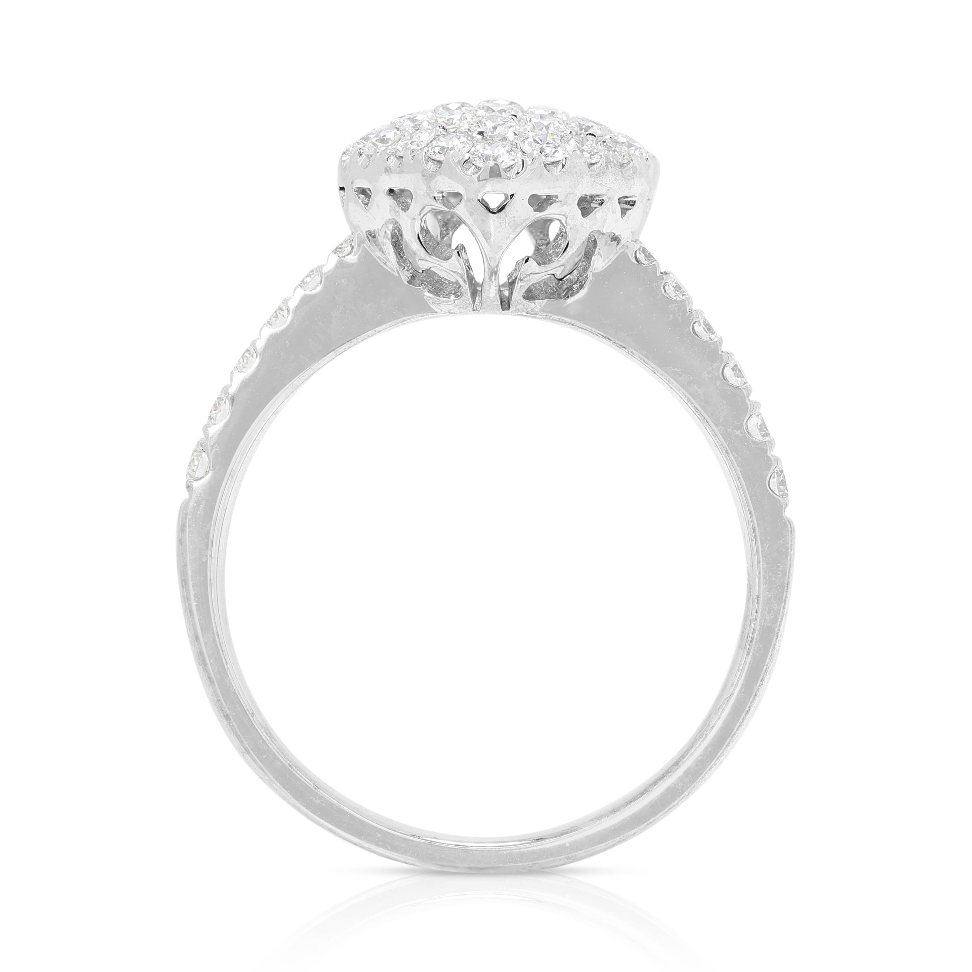 Atemberaubender 0,67ct runder Brillant-Diamant-Cluster-Ring in 18K Weißgold 2