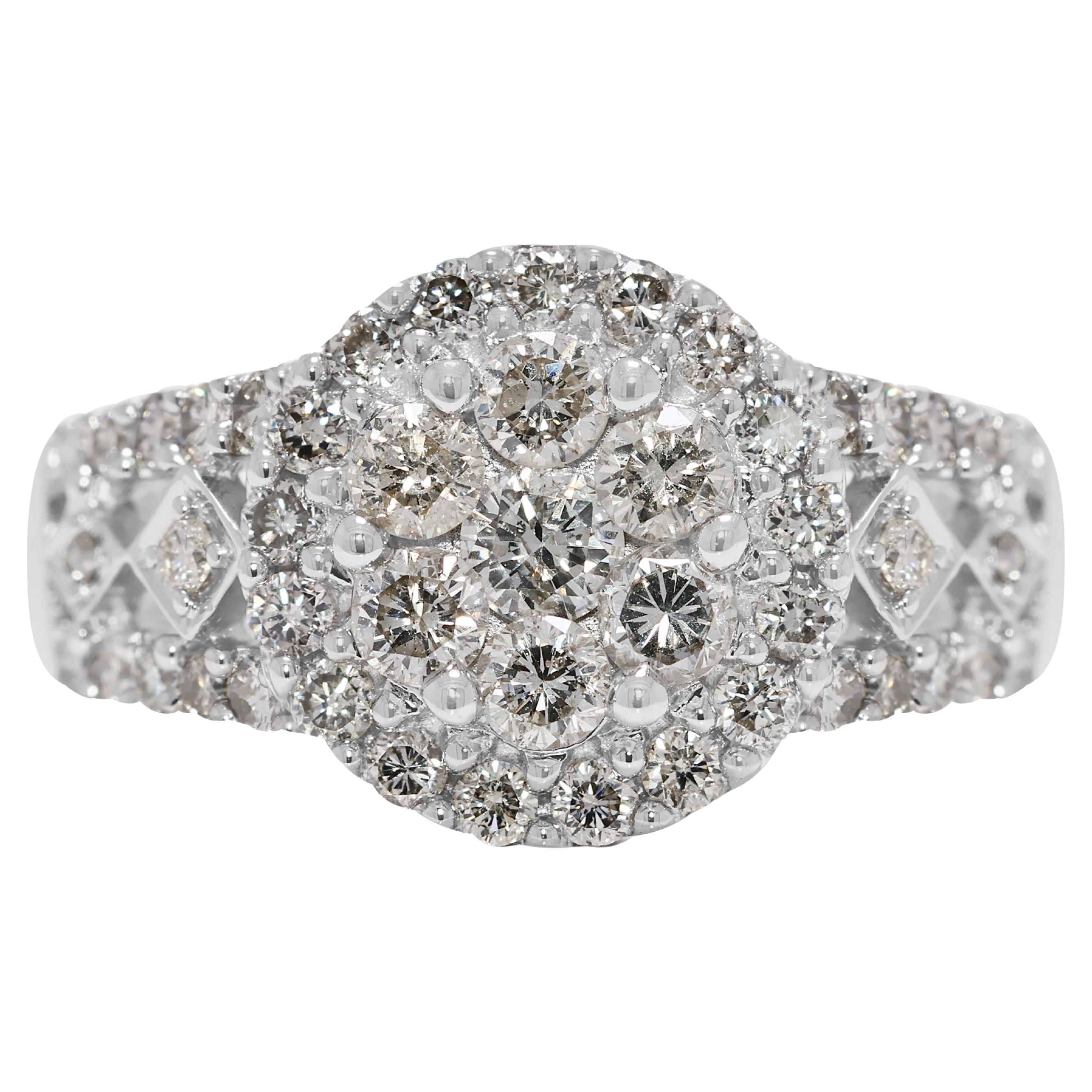 Whiting - Bague de halo en or blanc 18 carats avec diamant naturel de 0,70 ct.