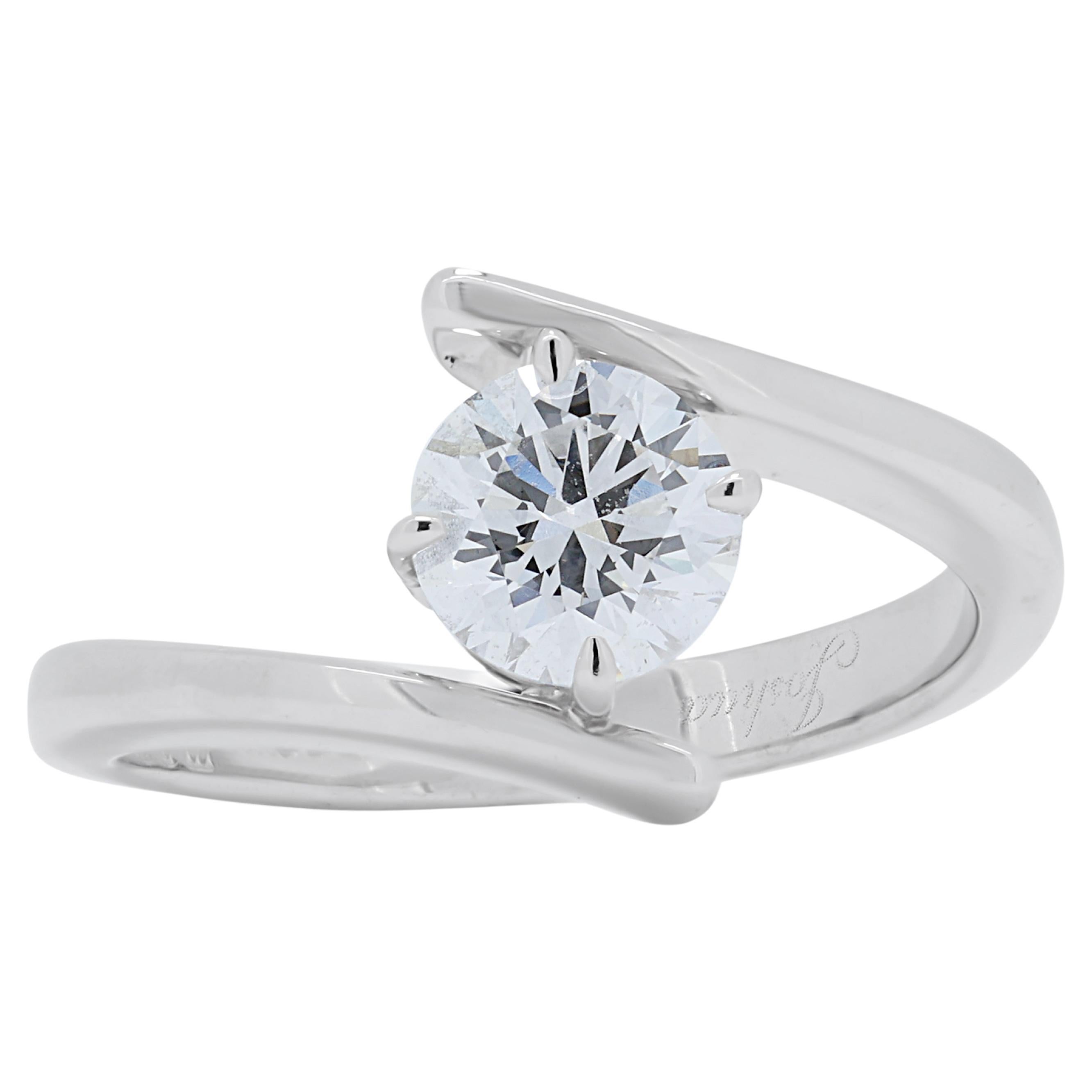 Stunning 0.72ct Diamond Solitaire Ring in 18K White Gold For Sale