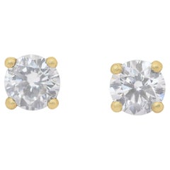 Stunning 0.72ct Diamonds Stud Earrings in 18k Yellow Gold - IGI Certified