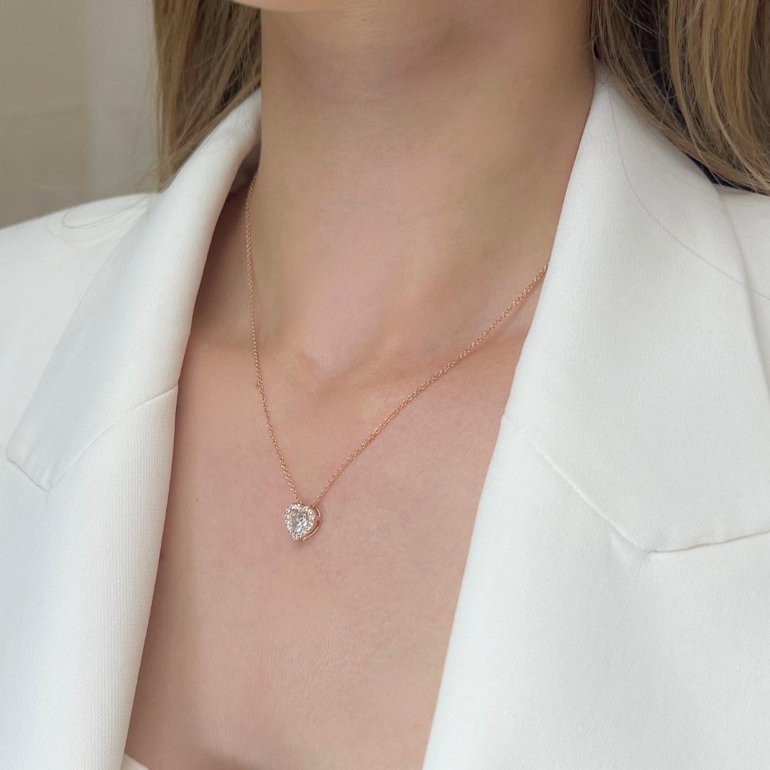 Stunning 0.72ct Double Excellent Ideal Cut Diamonds Halo Necklace with Pendant 5