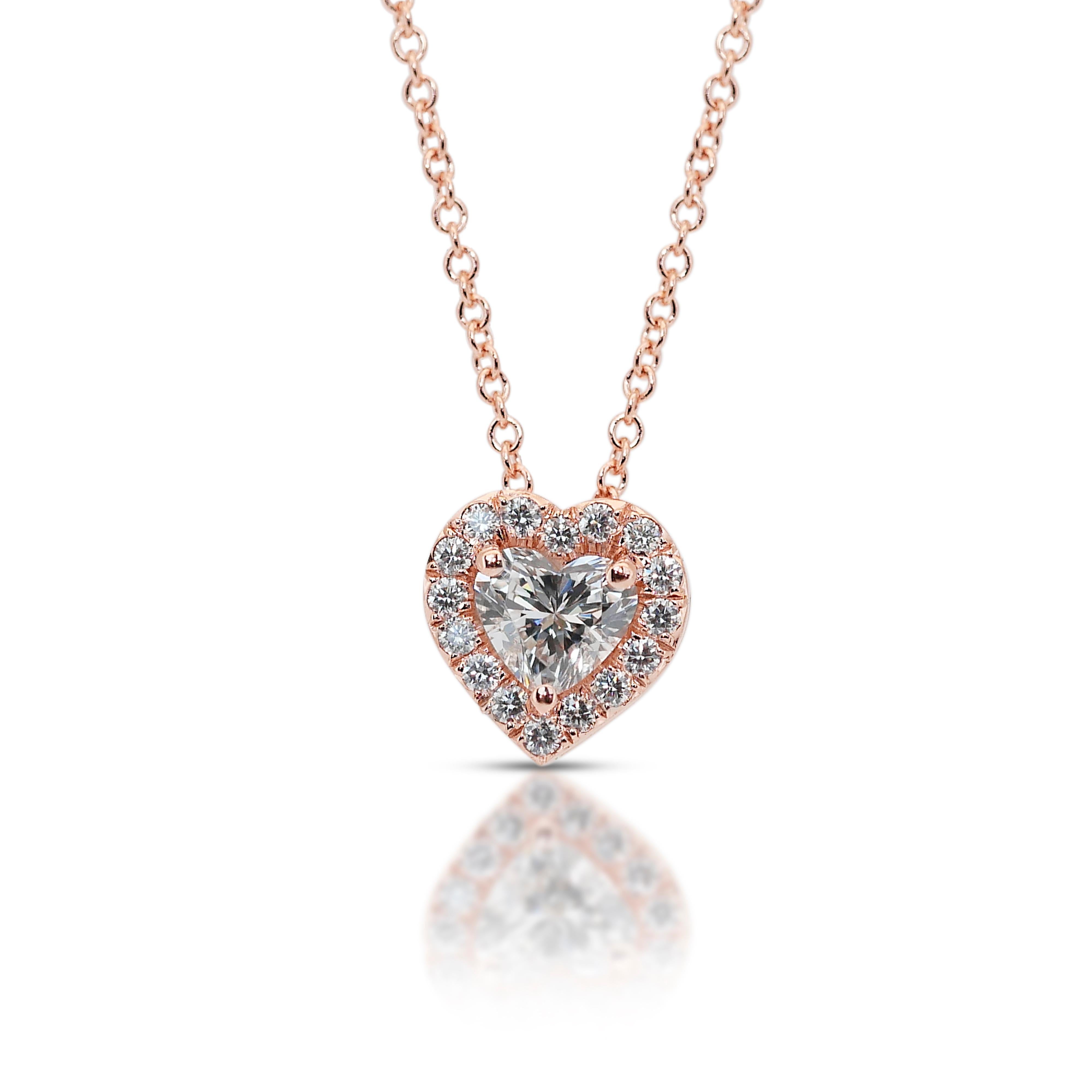 Heart Cut Stunning 0.72ct Double Excellent Ideal Cut Diamonds Halo Necklace with Pendant