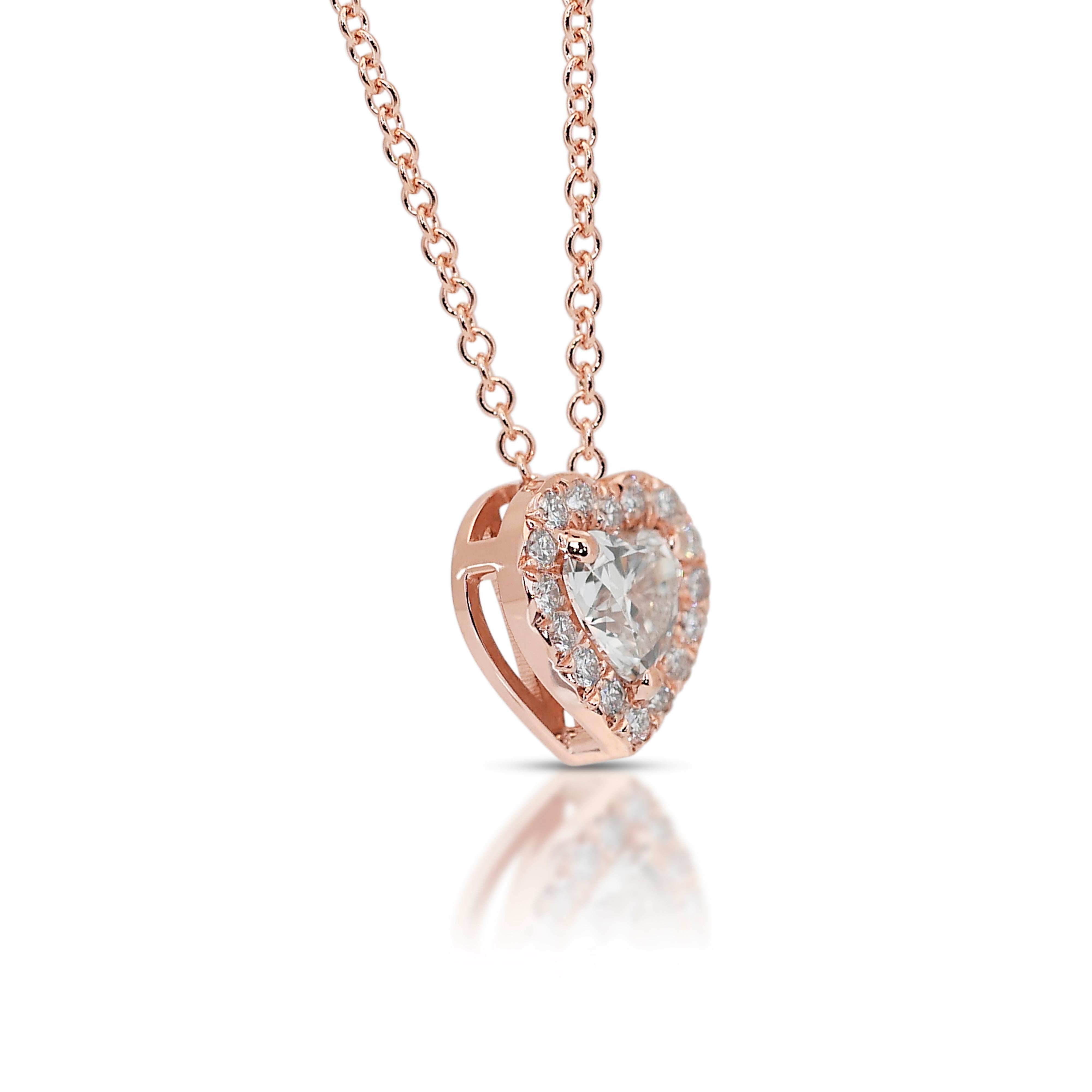 Stunning 0.72ct Double Excellent Ideal Cut Diamonds Halo Necklace with Pendant In New Condition In רמת גן, IL