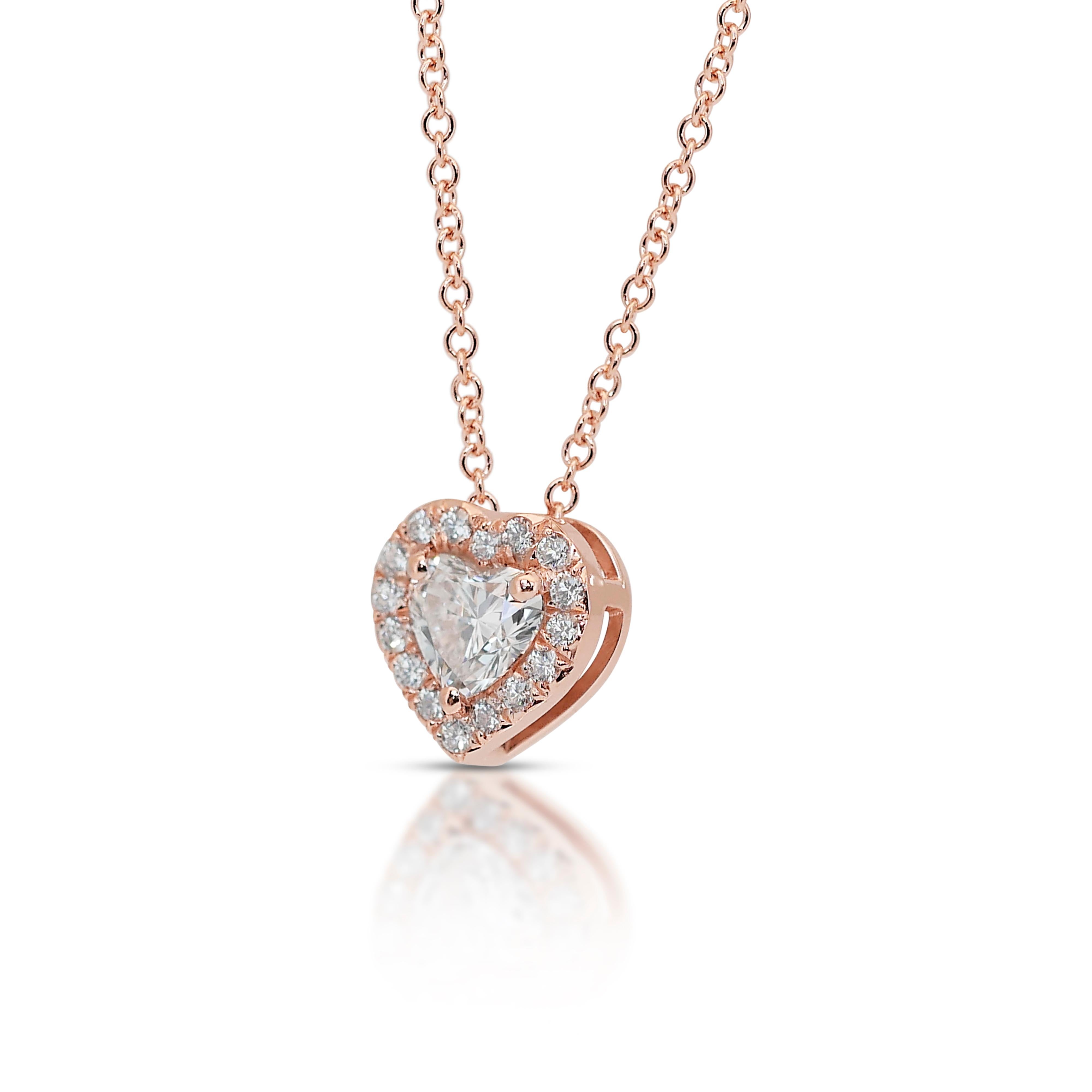 Women's Stunning 0.72ct Double Excellent Ideal Cut Diamonds Halo Necklace with Pendant
