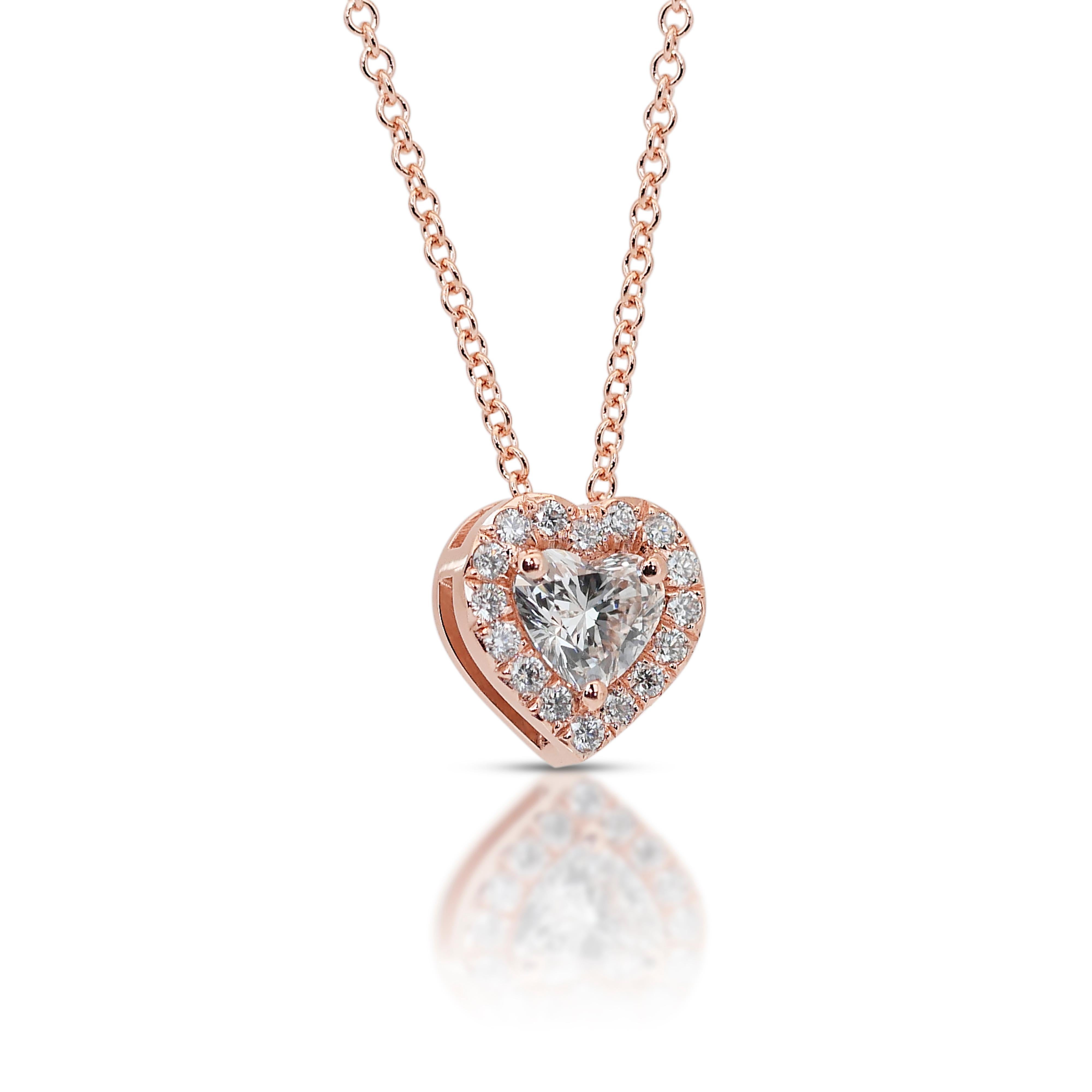 Stunning 0.72ct Double Excellent Ideal Cut Diamonds Halo Necklace with Pendant 2