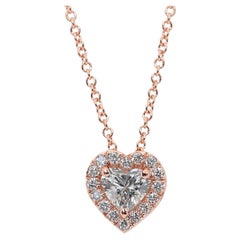 Stunning 0.72ct Double Excellent Ideal Cut Diamonds Halo Necklace with Pendant