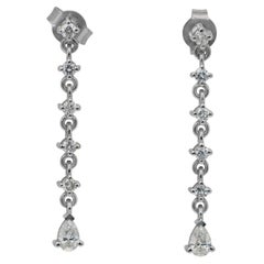 Stunning 0.78ct Diamonds Drop Earrings in 18k White Gold - IGI Certified