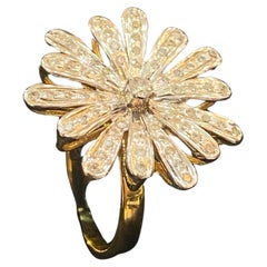 Stunning 0.80 Cts F/VS1 Round Brilliant Cut Natural Diamonds Daisy Ring 14K Gold