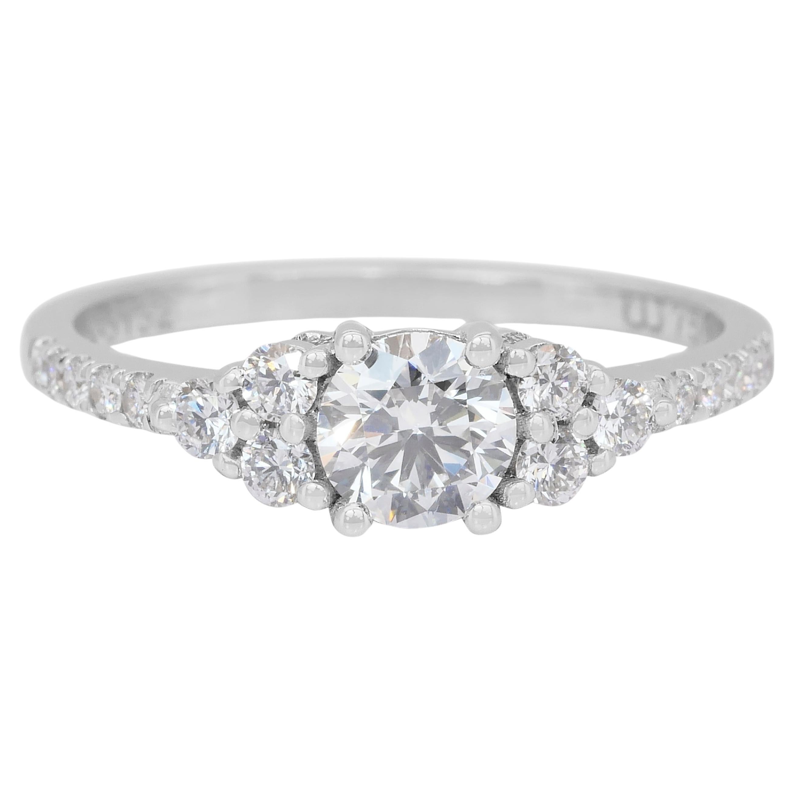 Stunning 0.80ct Diamonds Pave Ring in 18k White Gold - IGI Certified