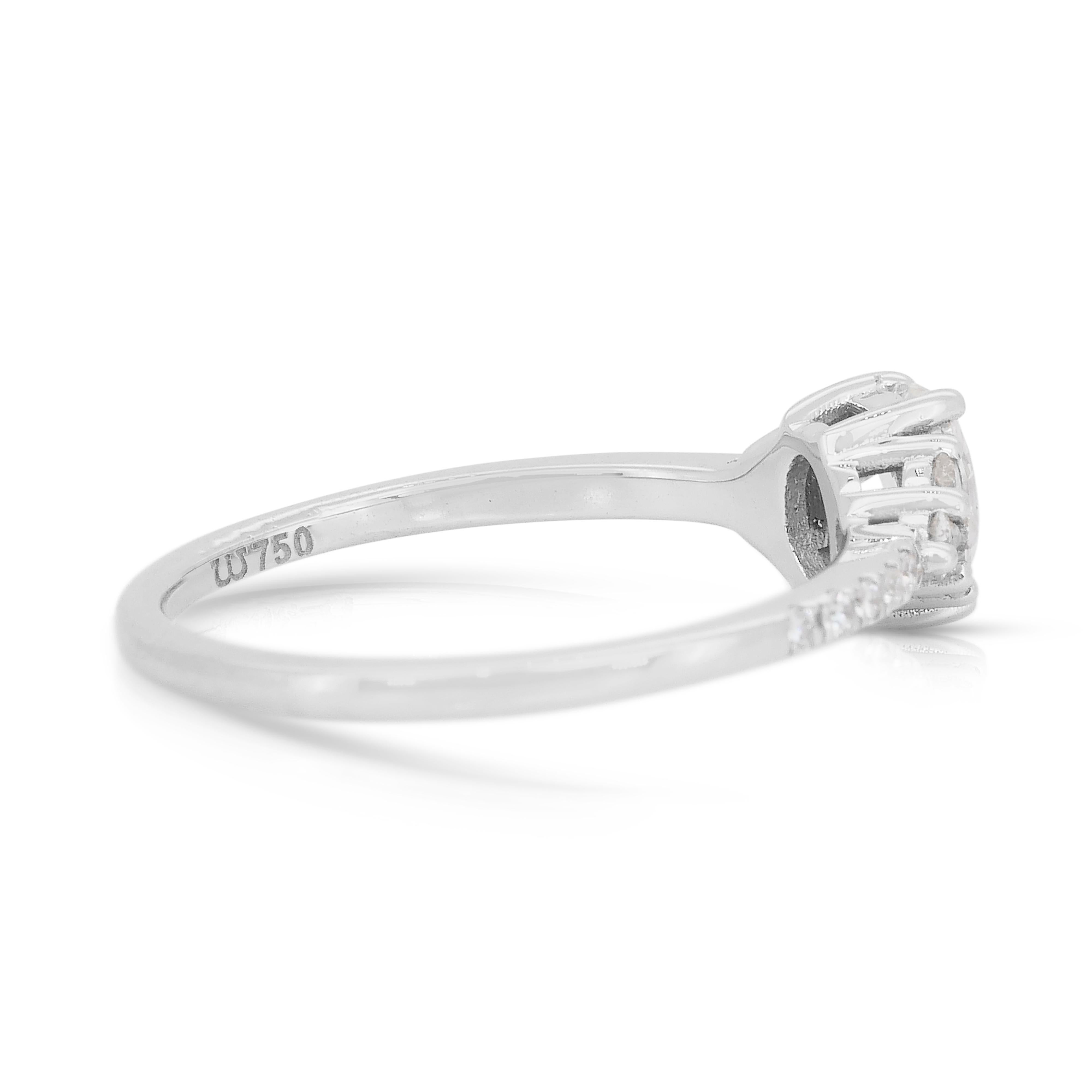 Whiting bague en or blanc 18k avec 0.83ct de diamants - certifié IGI Neuf - En vente à �רמת גן, IL
