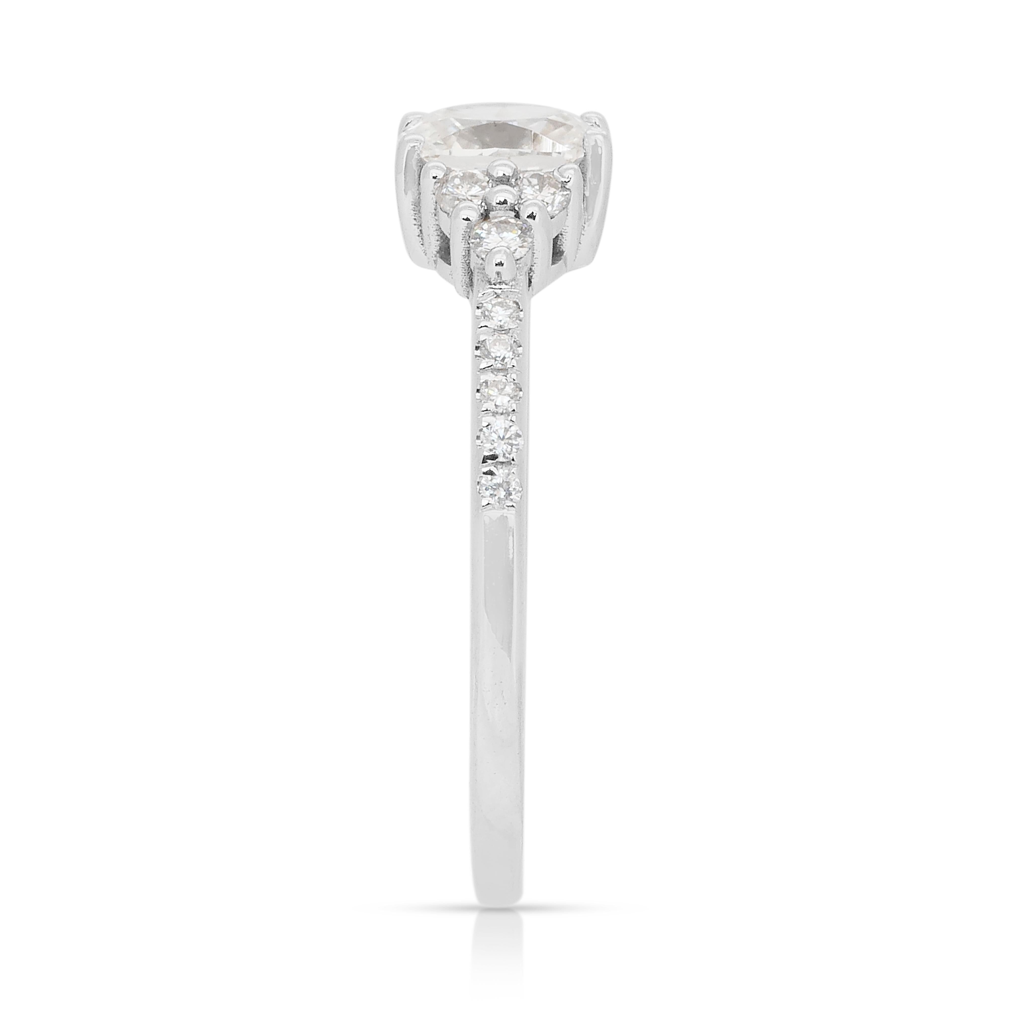 Whiting bague en or blanc 18k avec 0.83ct de diamants - certifié IGI en vente 2