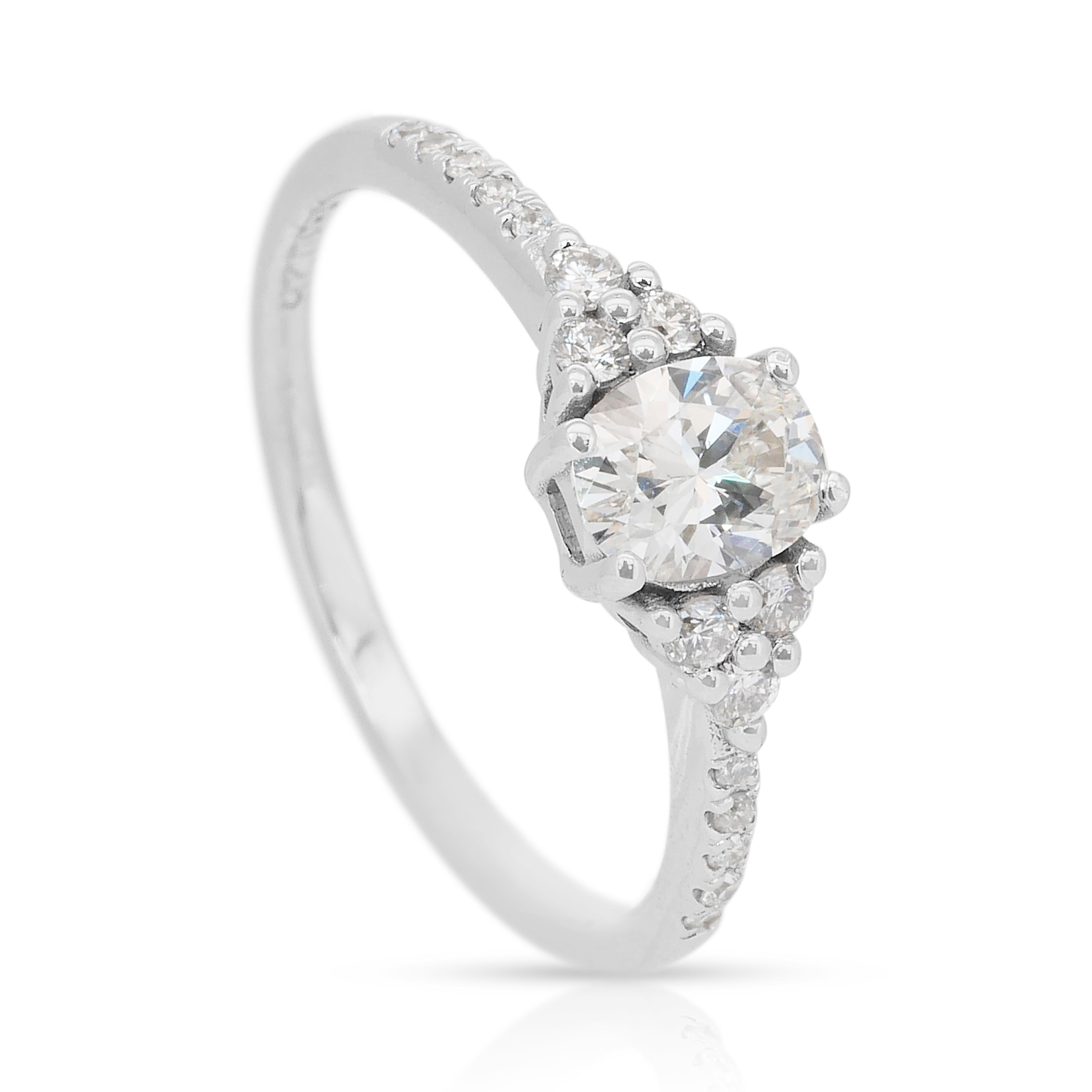 Whiting bague en or blanc 18k avec 0.83ct de diamants - certifié IGI en vente 3